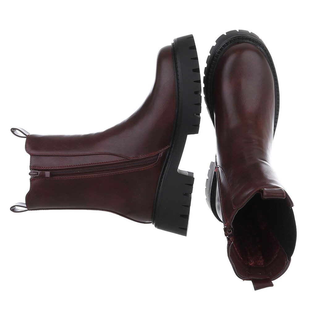 Ital-Design Stylische Damen Boots mit erhöhtem Absatz und Komfort Plateaustiefelette (90598549) Blockabsatz Stiefeletten in Weinrot