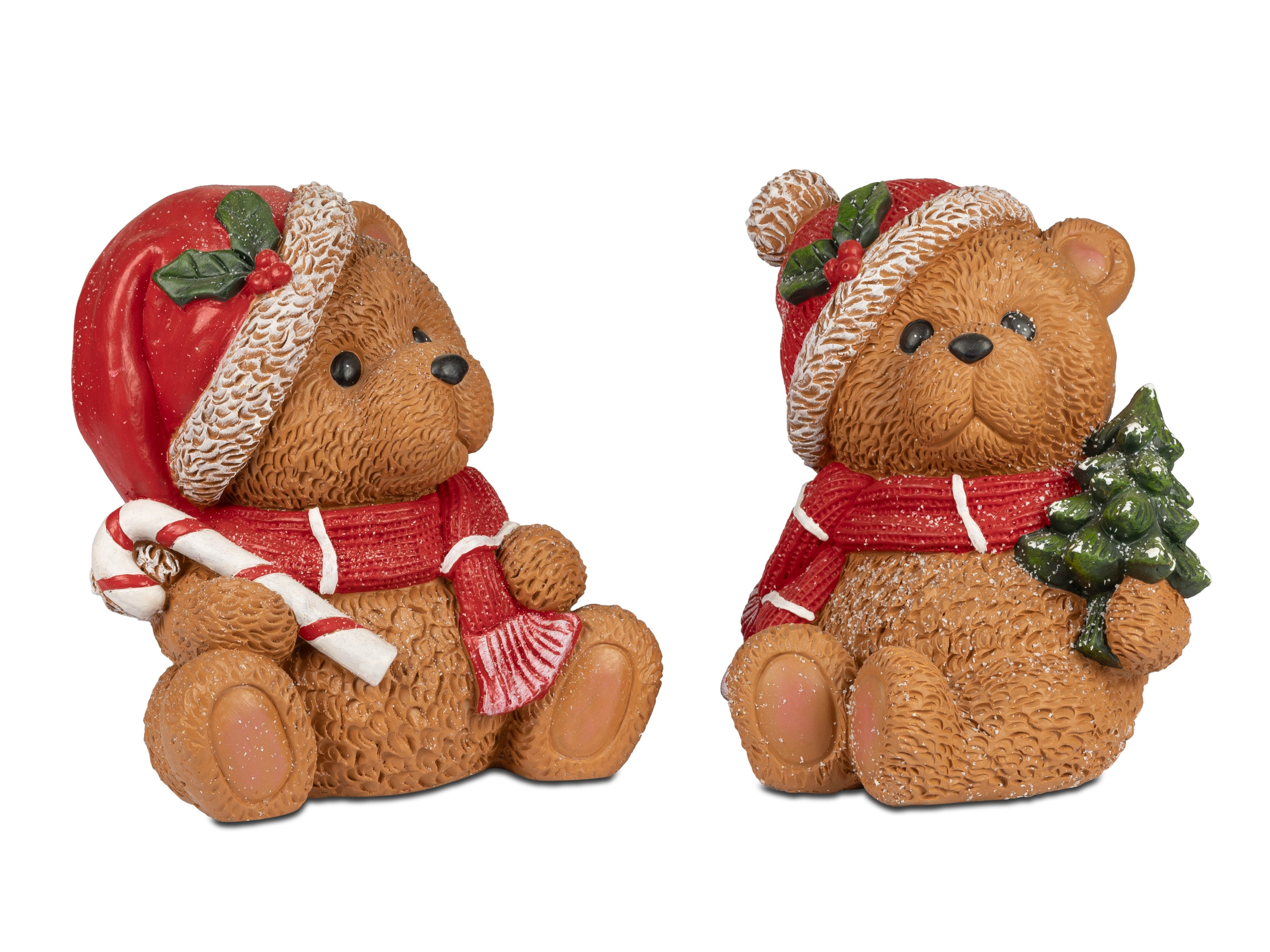 formano Dekofigur 2er Set Teddy Dekofiguren Weihnachten – 26 cm, Kunststein, handbemalt (2er-Set)