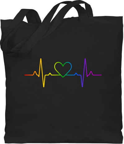 Shirtracer Umhängetasche Herzschlag Regenbogen Pride, LGBT Kleidung