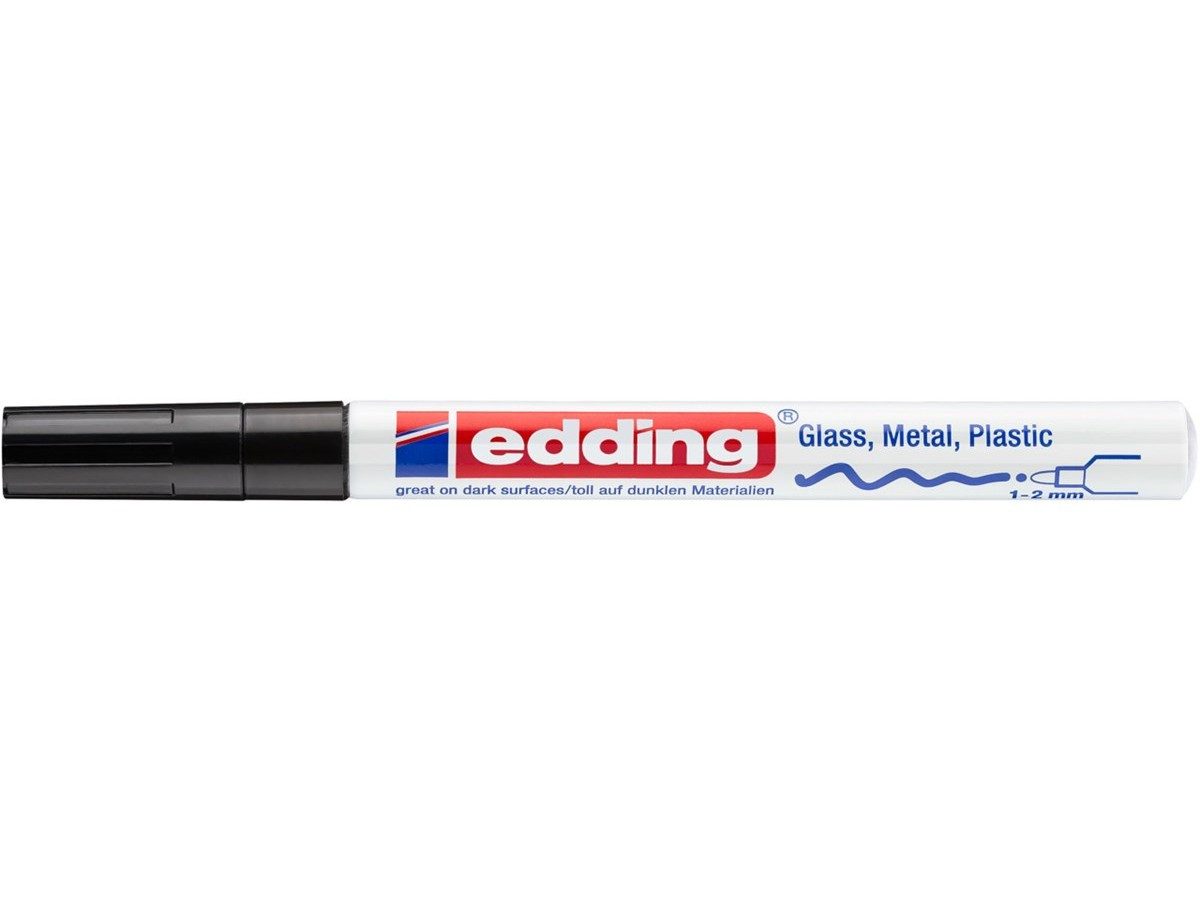 edding Lackmarker Glanzlack-Marker 751 creative rundspitze 1-2 mm schwarz, wasserfest und hitzebeständig