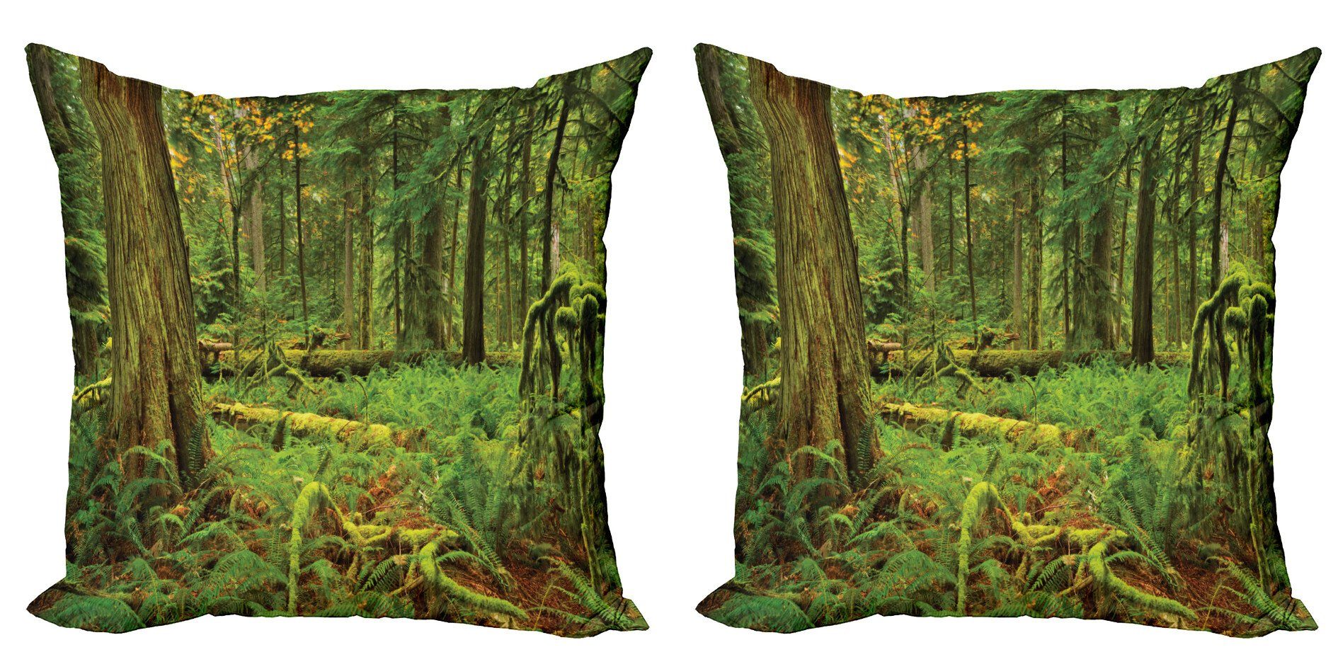 Kissenbezüge Modern Accent Doppelseitiger Digitaldruck, Abakuhaus (2 Stück), Wald Wald Bushes Moss