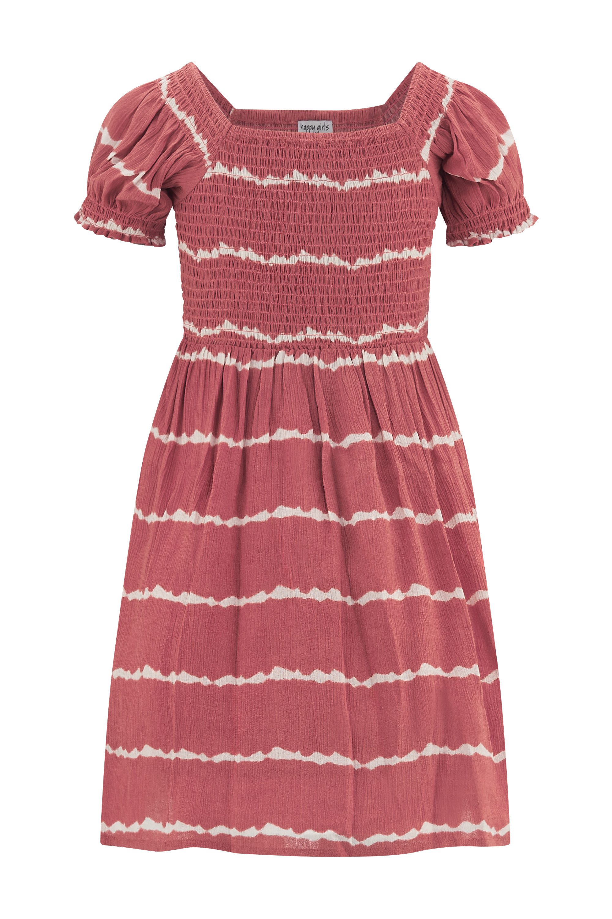 happy girls Druckkleid mit gesmoktem Oberteil