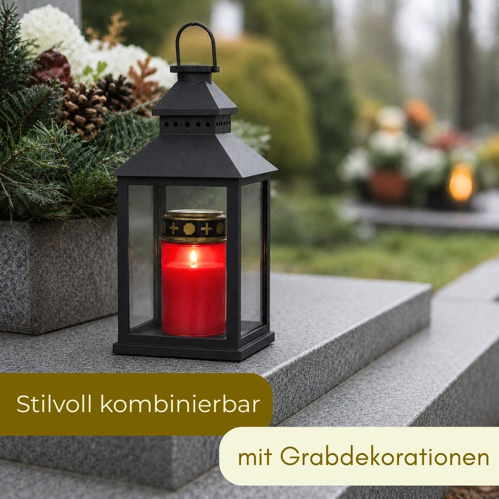 GarPet LED-Kerze 2er Grablichter LED Batteriebetrieben Set Grabkerzen LED Flackernd Rot – Bild 4 von 5