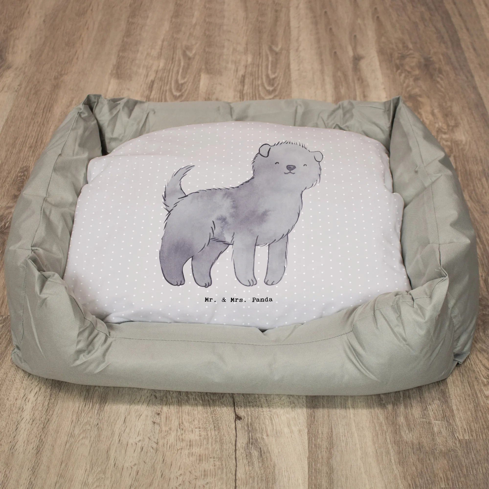 Thumbnail - Mr. & Mrs. Panda Tierbett Affenpincher Lebensretter - Grau Pastell - Geschenk, Tierfreund, Hund, Modernes Design