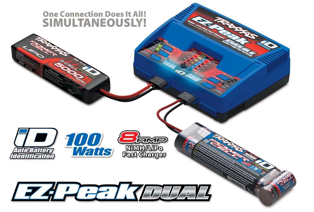 Traxxas RC-Buggy Traxxas Ladegerät DUAL EZ-Peak Plus 2x4-Amp NiMH/Lipo Schnell-Lader