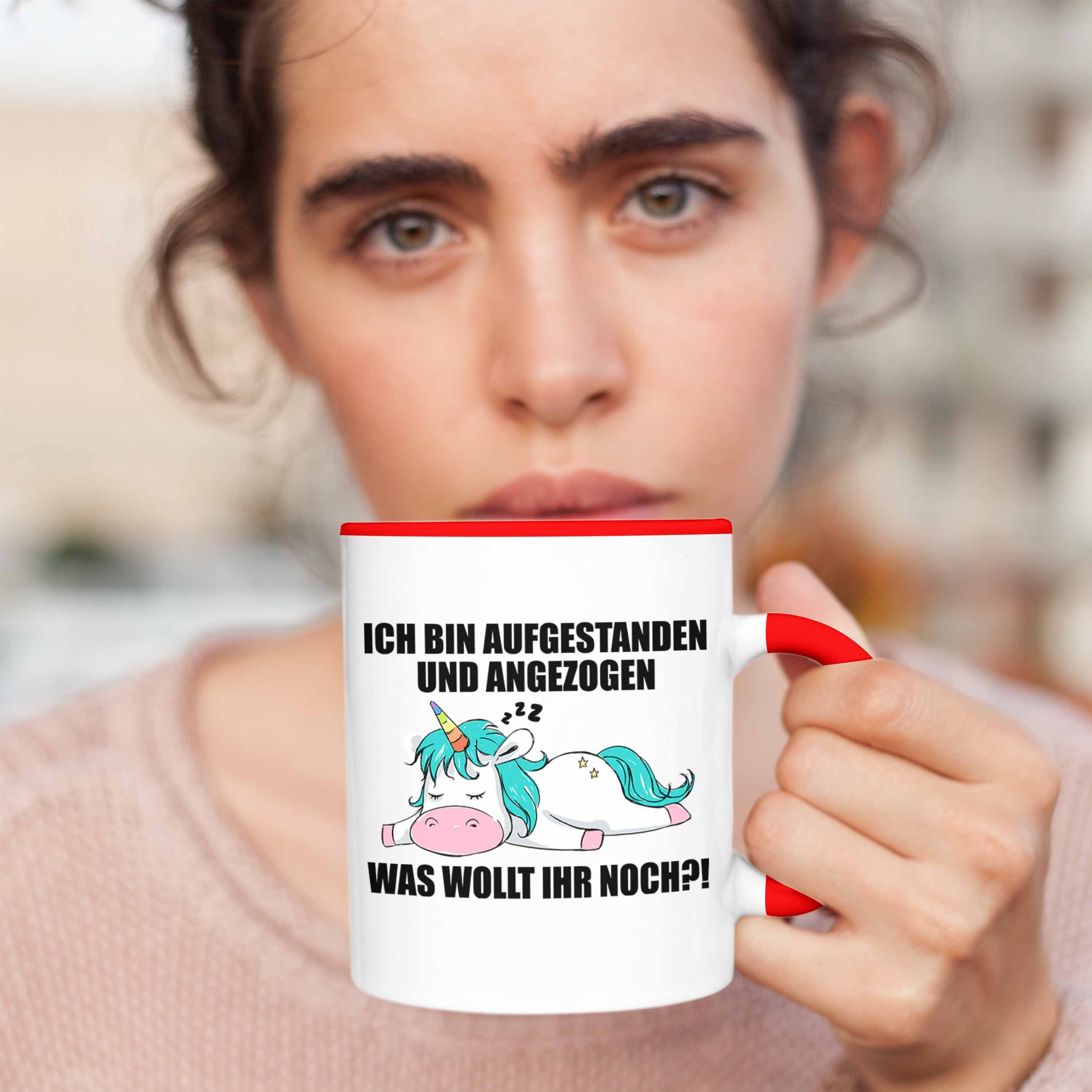 Spruch Trendation Rot Arbeitskollege Kollegin Tasse - Geschenk Faule mit Tasse Trendation Lustige