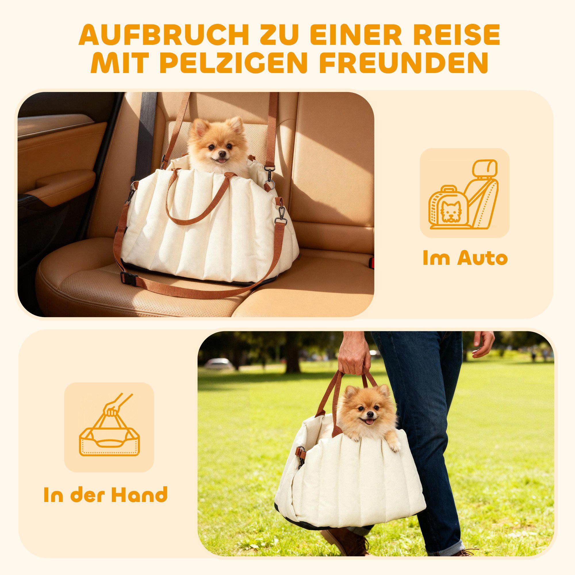PawHut Hunde-Autositz Hundeautositz, Oxford-Stoff, Autositz für kleine Haustiere