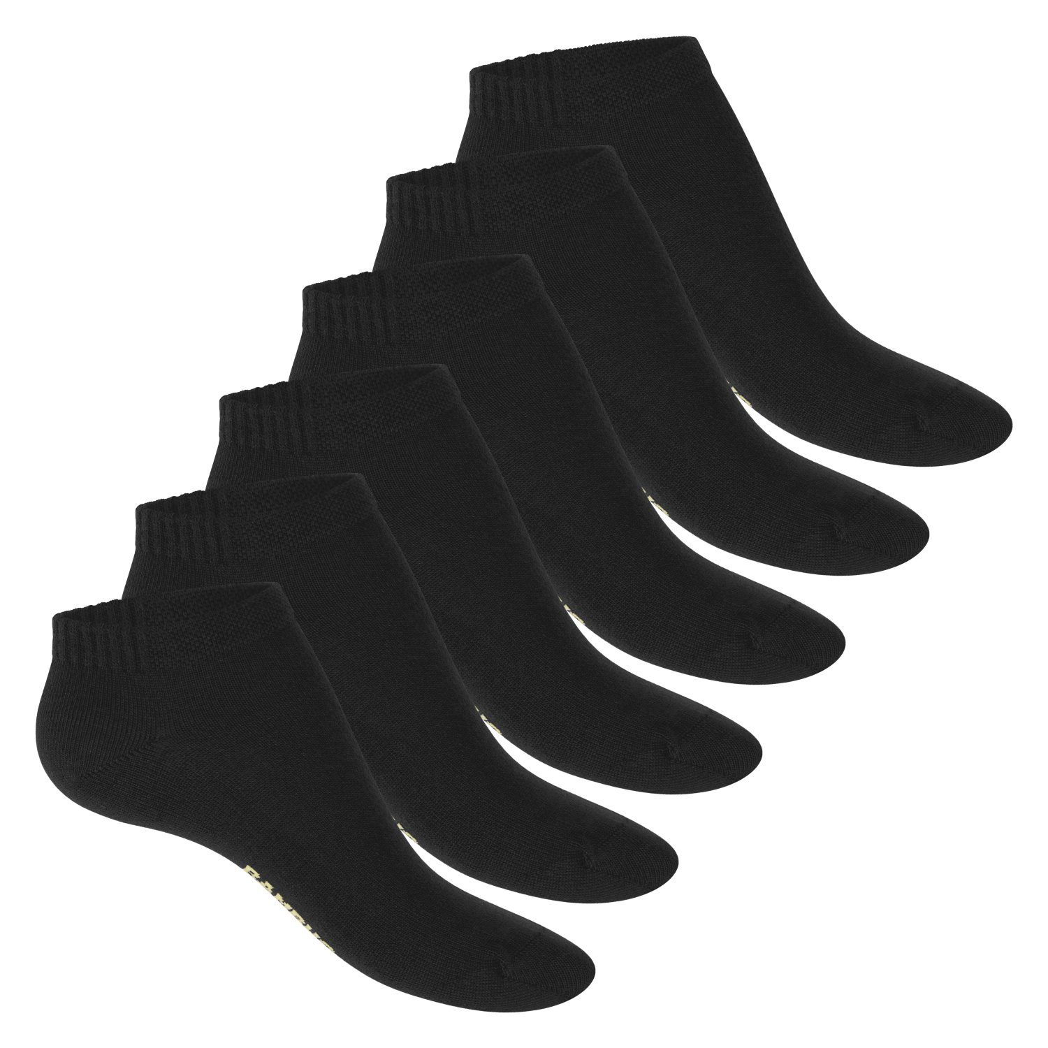 Footstar Kurzsocken Damen Bambus Sneaker Socken (6 Paar), Nachhaltige Viskose Schwarz