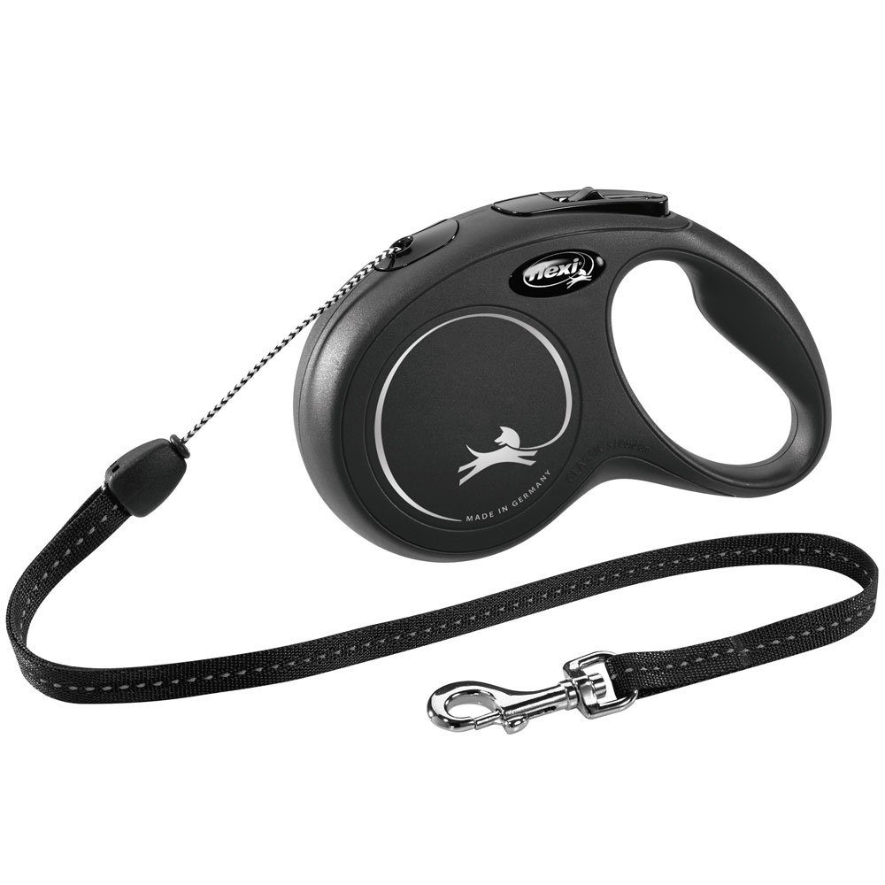 flexi Flexileine FLEXI Rollleine New CLASSIC Seil - 8m, bis 12kg Farbe: Schwarz