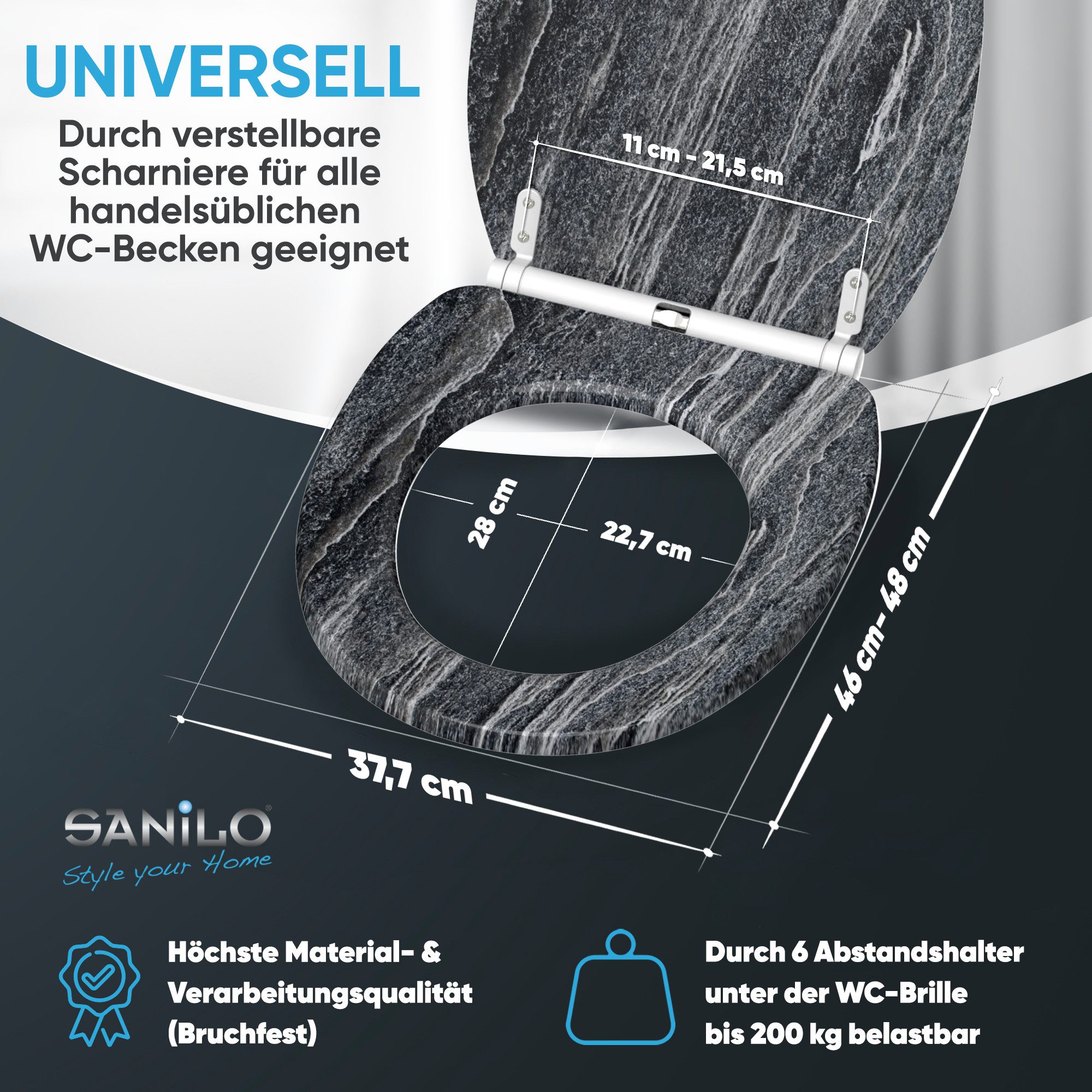 Sanilo WC-Sitz mit Absenkautomatik & Top Fix in vielen Designs, hochwertig, abnehmbar, leichte Montage von oben, mit Schraubenzieher – Bild 4 von 5