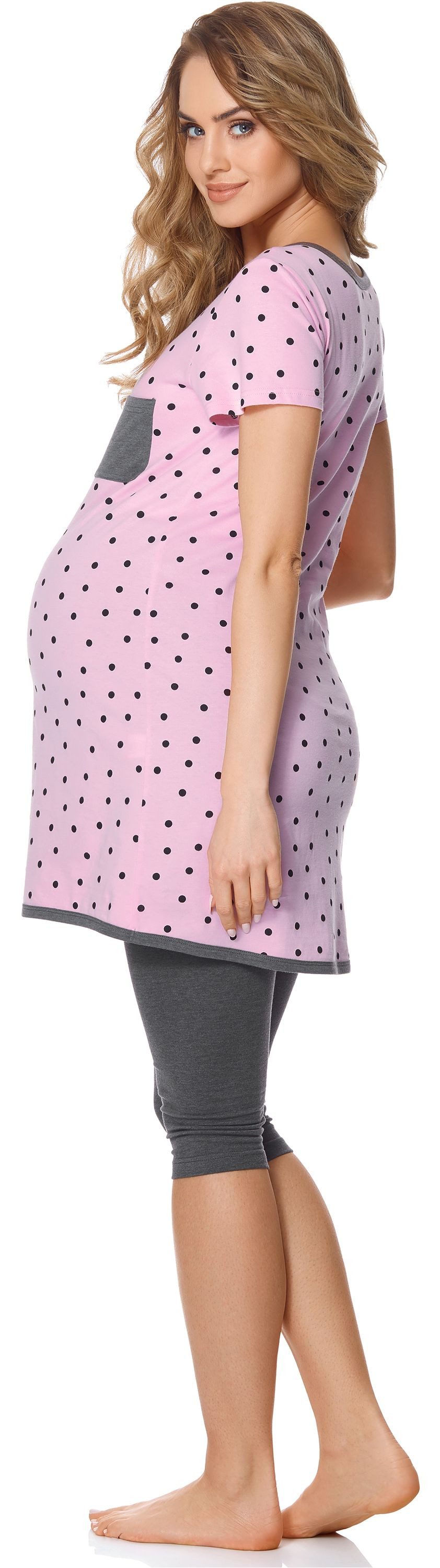 Bellivalini Umstandspyjama Damen Umstands Pyjama mit Stillfunktion BLV50-126 mit Brusttasche – Bild 2 von 5