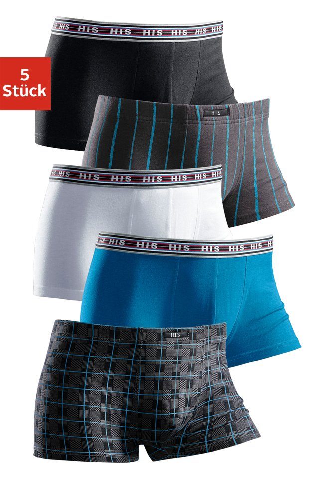 H.I.S Boxershorts (Packung, 5-St) in Hipster-Form aus Baumwoll-Stretch