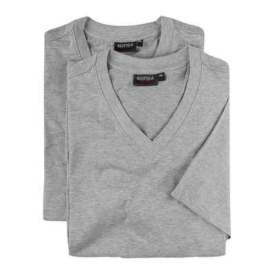 redfield V-Shirt »Übergrößen T-Shirts V-Ausschnitt grau melange Doppelpack Redfield«