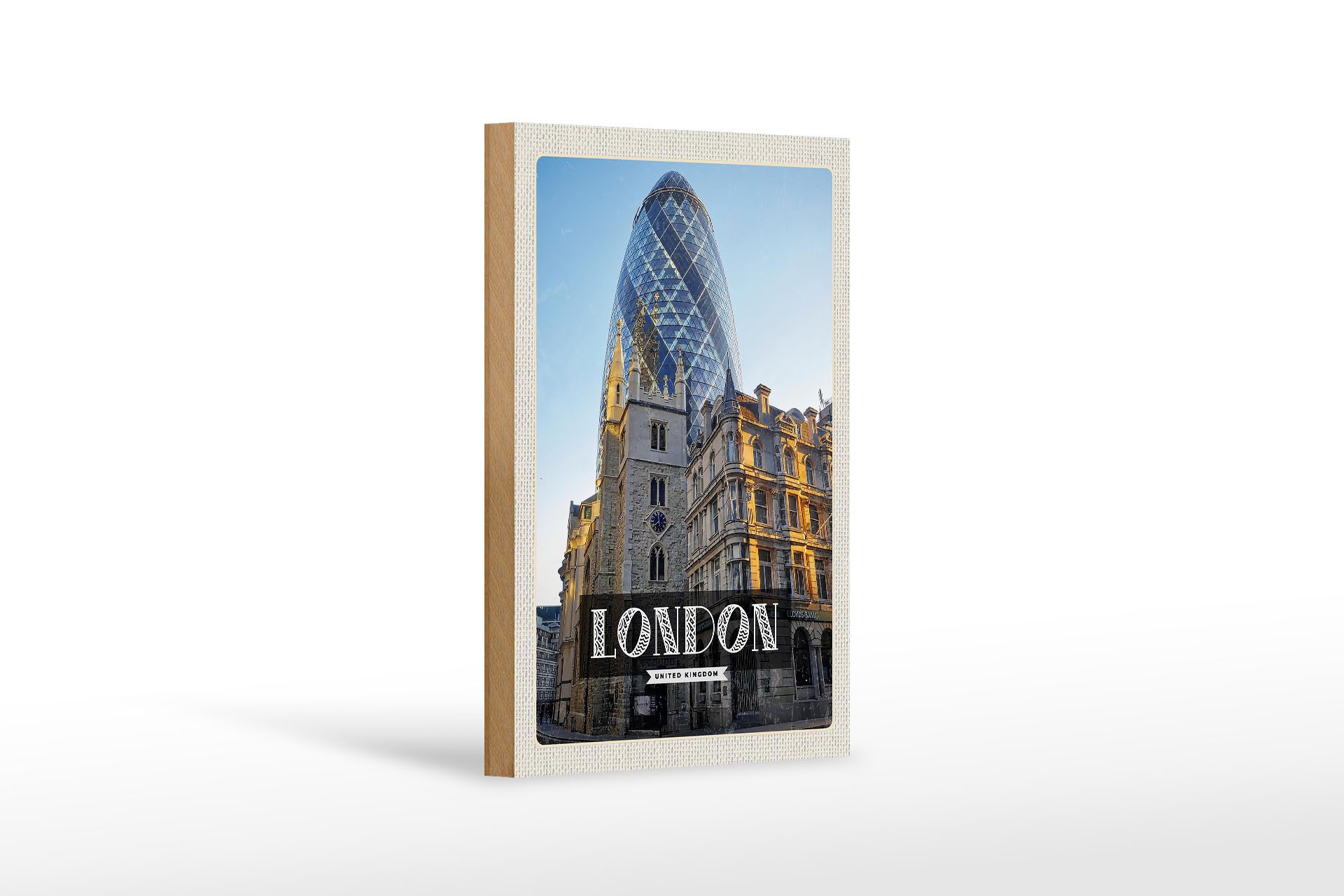 Femer GmbH Holzbild Reise 12x18 cm London United Kingdom Architektur, (1 St), Glatte Holzfaserplatte (MDF), vorn beschichtet
