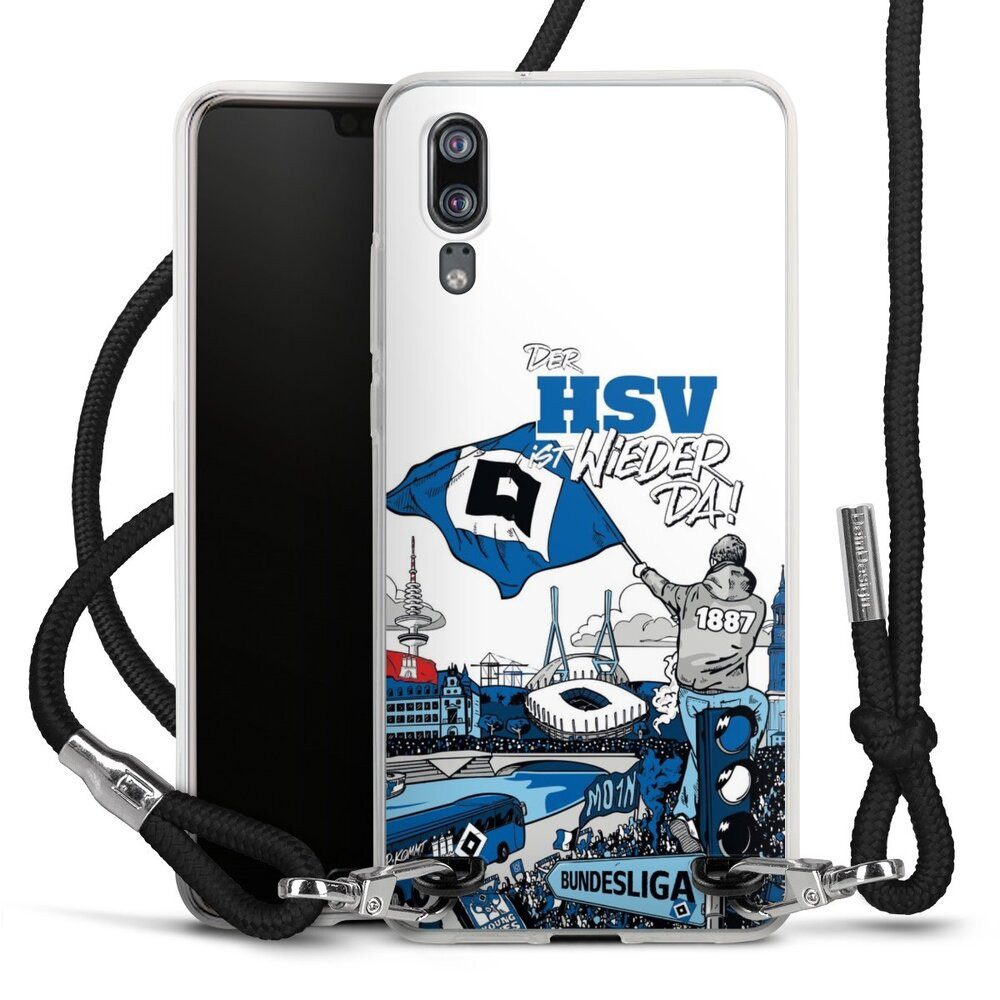DeinDesign Handyhülle Hamburger SV Offizielles Lizenzprodukt Aufstieg, Huawei P20 Handykette Hülle mit Band Case zum Umhängen Cover mit Kette