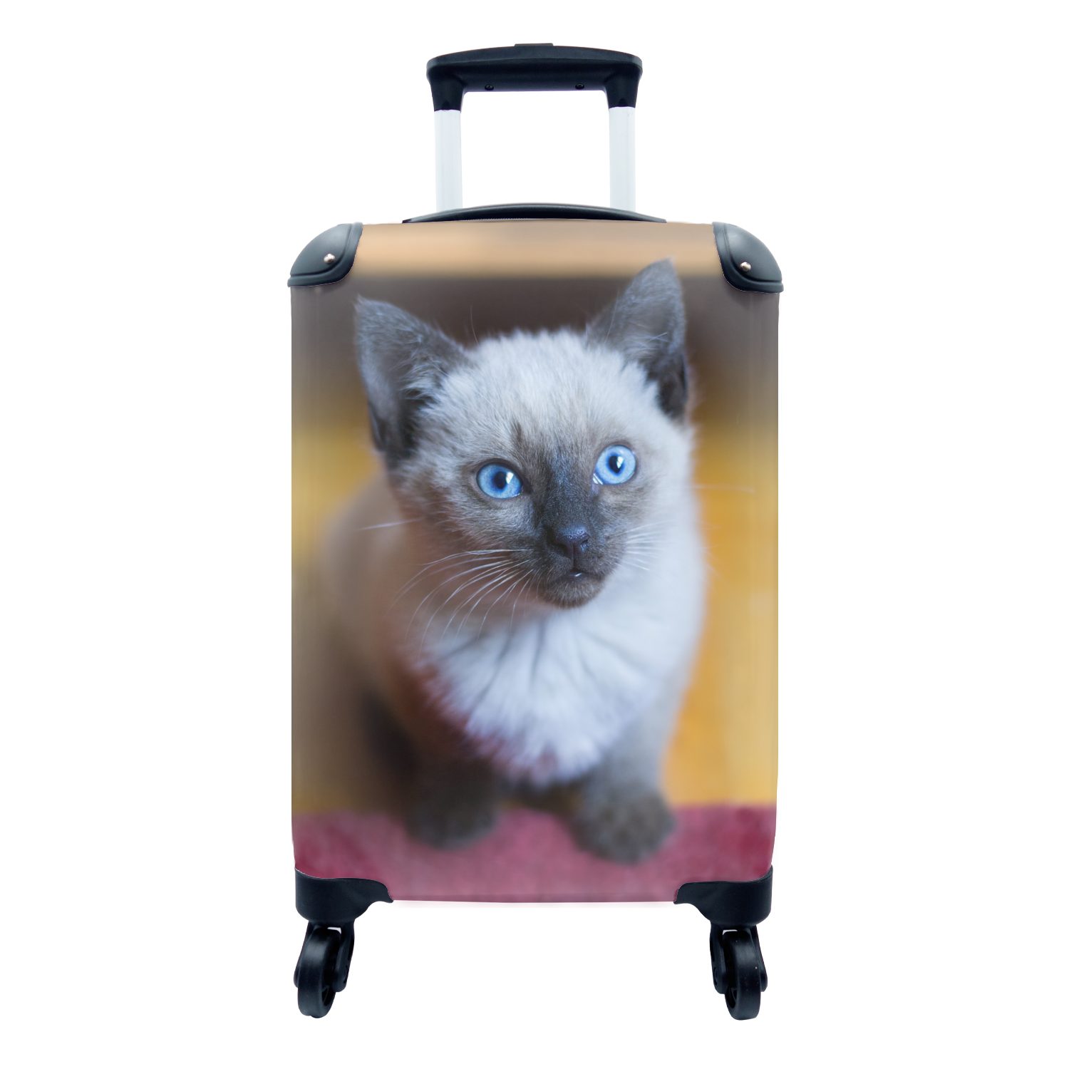 MuchoWow Handgepäckkoffer Blaue Augen einer Siamkatze, 4 Rollen, Reisetasche mit rollen, Handgepäck für Ferien, Trolley, Reisekoffer