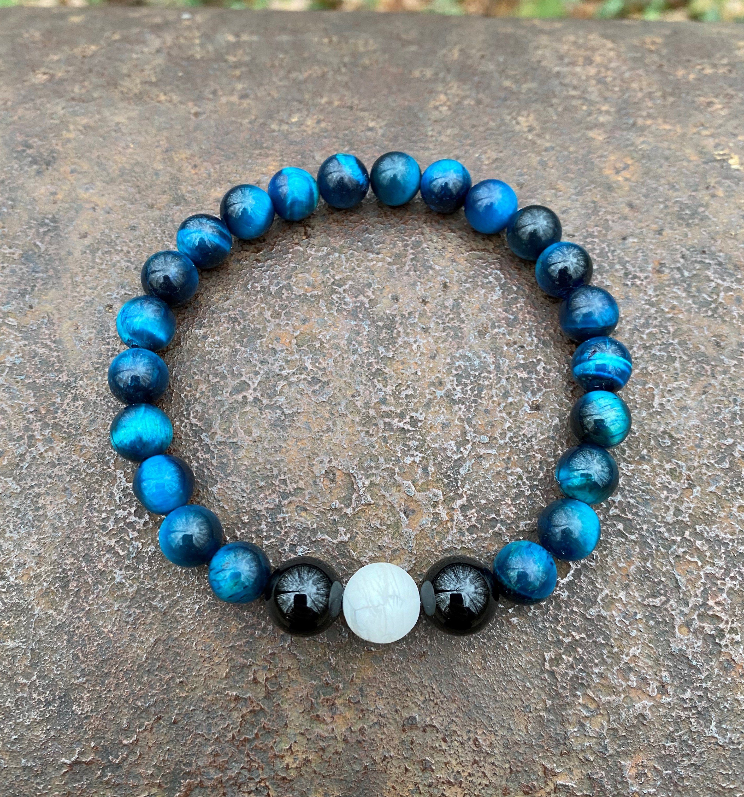 NAHLE Perlenarmband Naturstein Armband Tigerauge Onyx günstig online kaufen