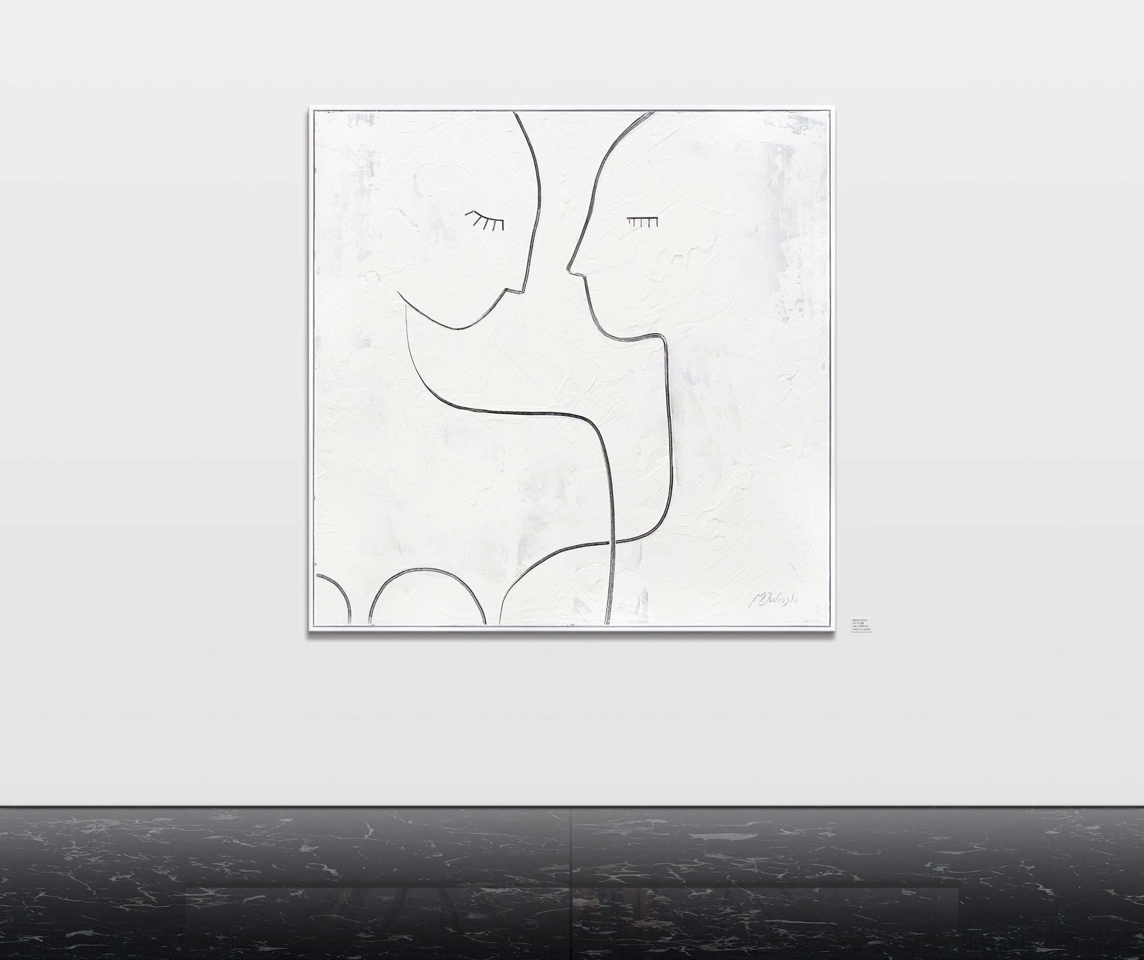 Bild Weiß Leinwand mit Menschen Pärchen Handgemalt Gemälde YS-Art Rahmen Anziehung, Menschen,