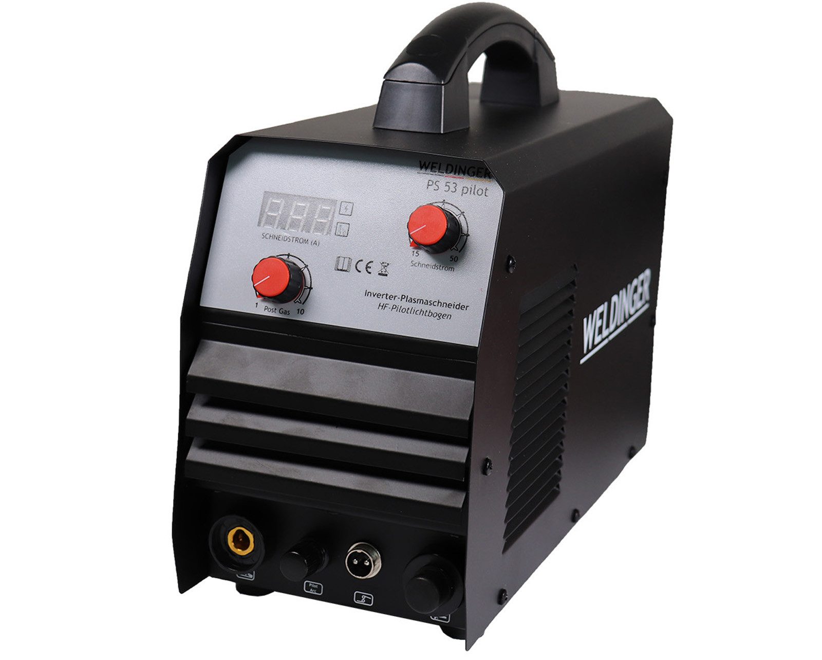 WELDINGER Plasmaschneidegerät Plasmaschneider PS 53 pilot go Pilotlichtbogen Druckregler 50 A 15 mm, 23 - 50 A, 5-tlg., Druckregler mit Wasserabscheider, Schnellkupplung