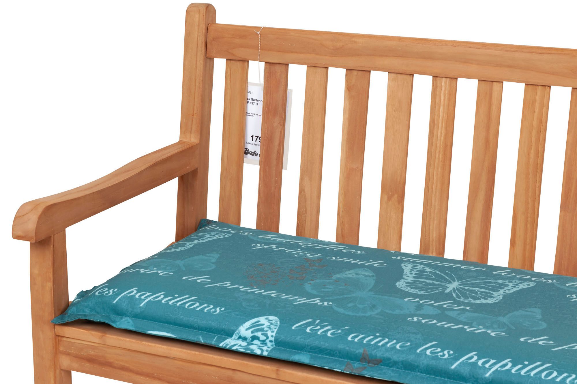 KETTtex Bankauflage Auflage Gartenbank Bali 120 cm 2388 blau/petrol Schmetterlinge KETTtex, (1 St), mit Bindebändern