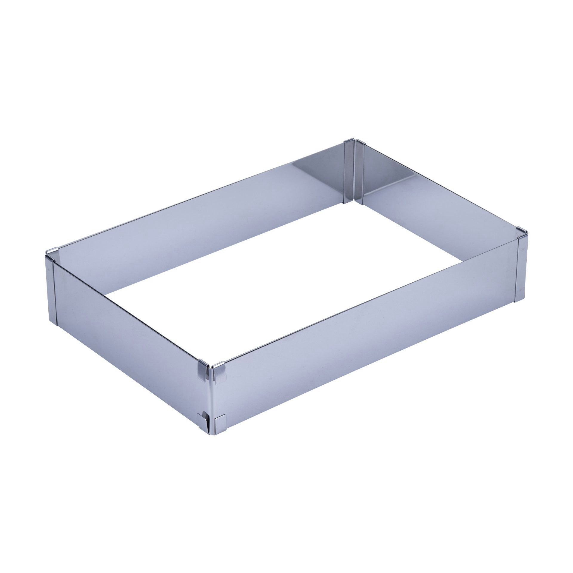 FMprofessional Backform Backrahmen aus Edelstahl, verstellbarer Kuchenrahmen, Tortenring