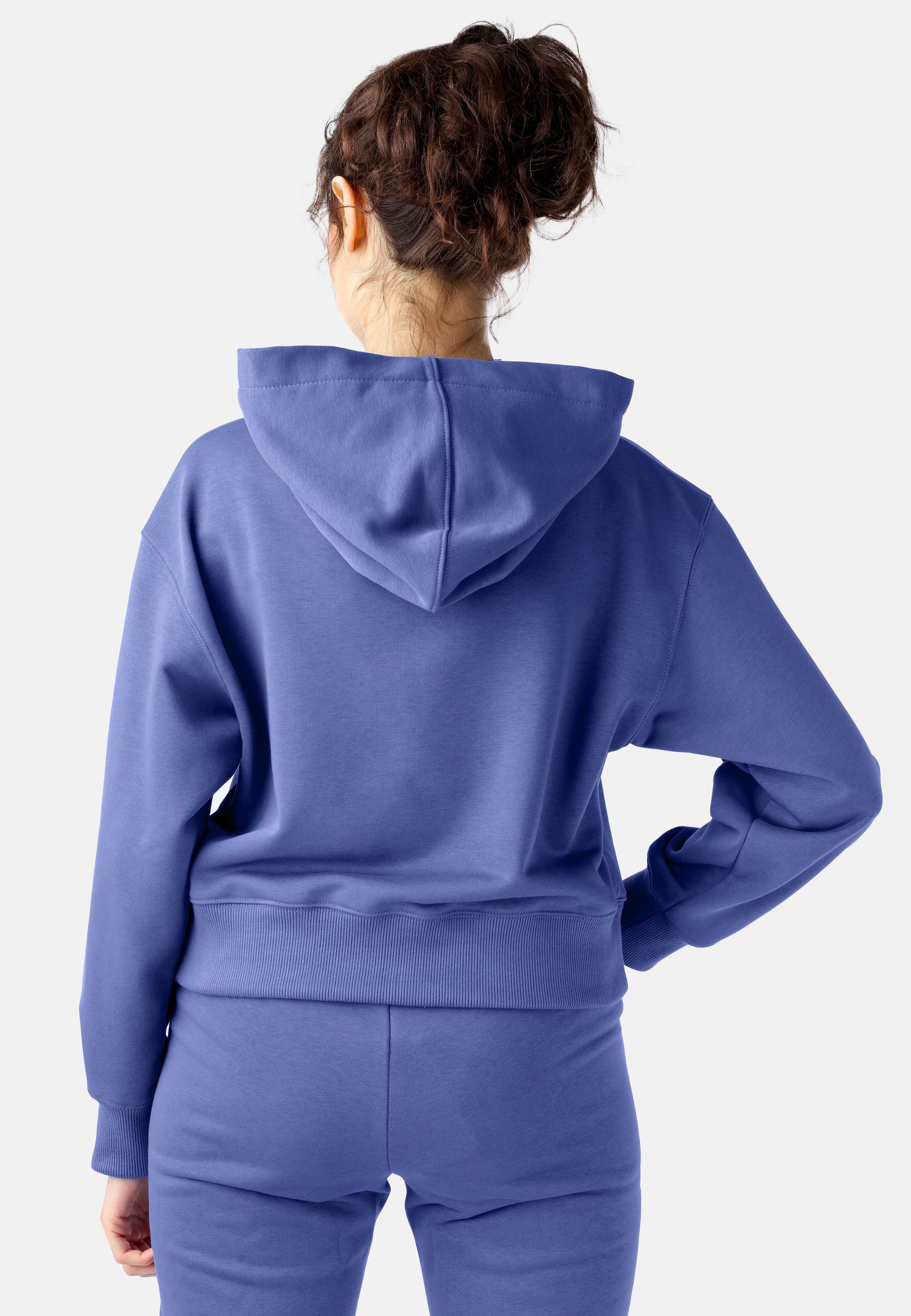 Bellivalini Kapuzensweatshirt Kapuzenpullover BLV208 Oberteil Pullover Damen Lila-blau Jogging Sportanzug kurz