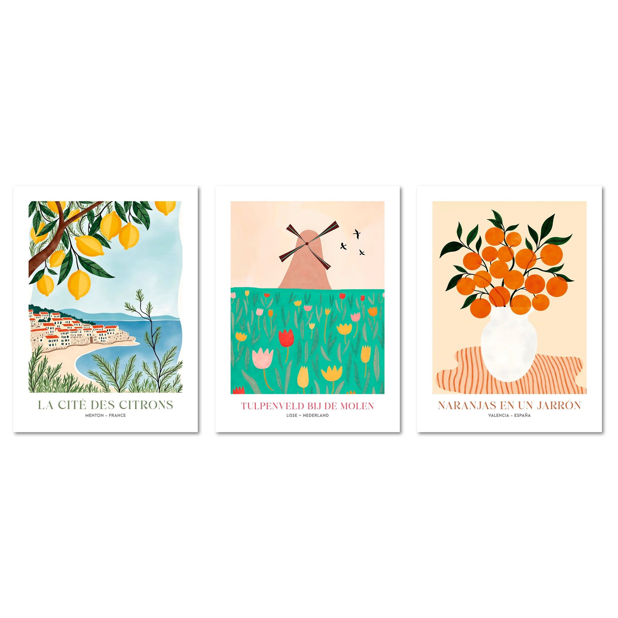 ARTFAVES Bilder-Collage Poster Set Dopamine Trio 2 I mehrteilige Bilderwand I Wandbilder Abstr, (Wandbilder modern, 3 St)