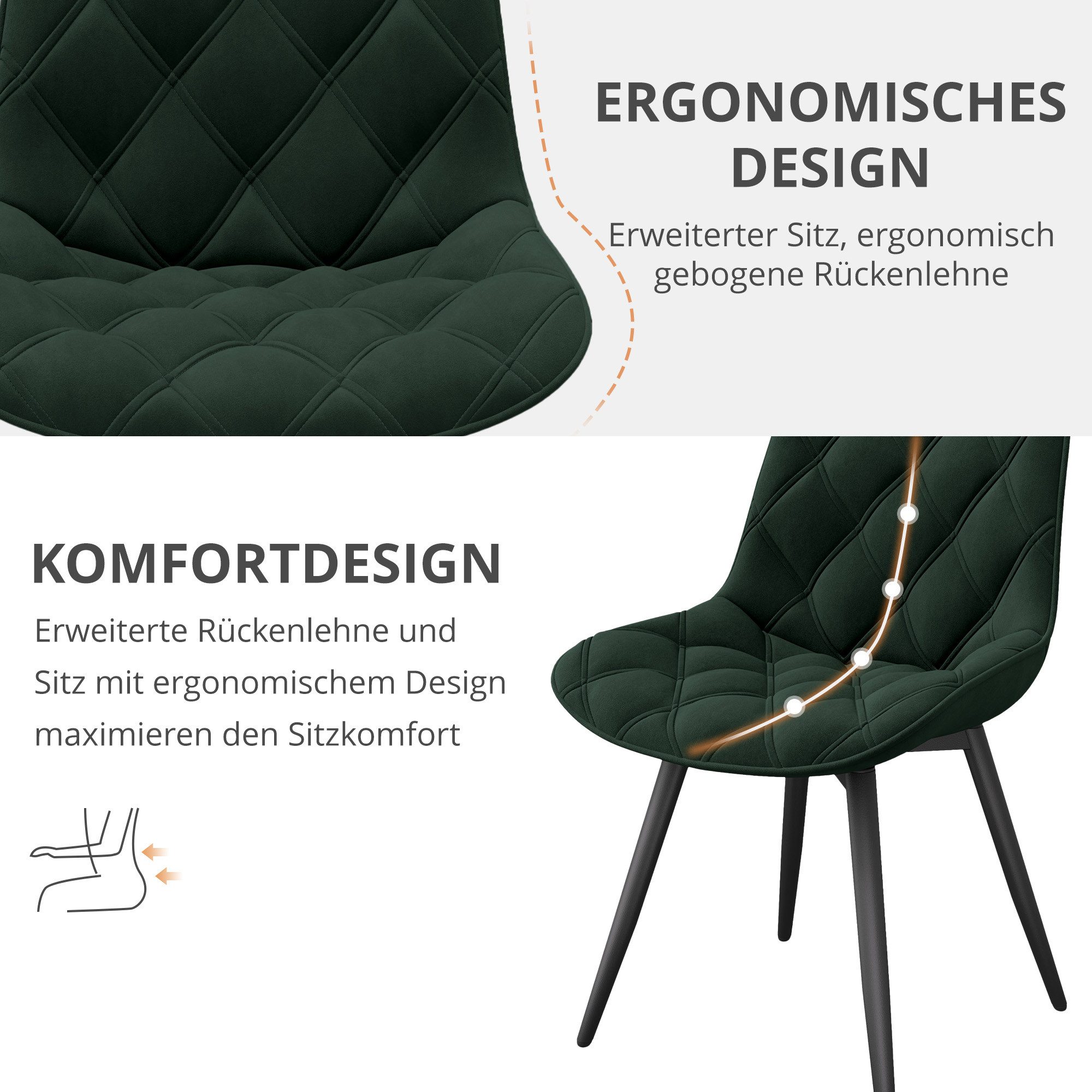 HawthyHome Esszimmerstuhl 2er-Set 360° Drehbar – Moderner Polsterstuhl für Wohnzimmer, Küche (4 St), 360° Drehbar – Bild 5 von 5
