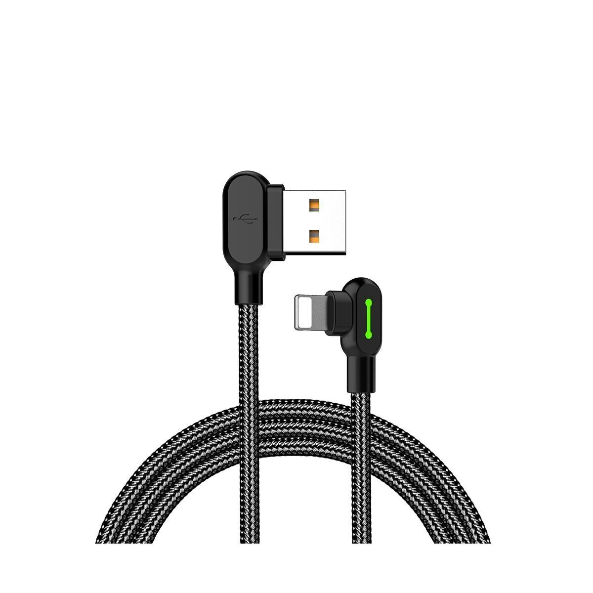 mcdodo USB-auf-Lightning Schnell-Ladekabel gewinkelt, 1,8m (schwarz) Smartphone-Kabel
