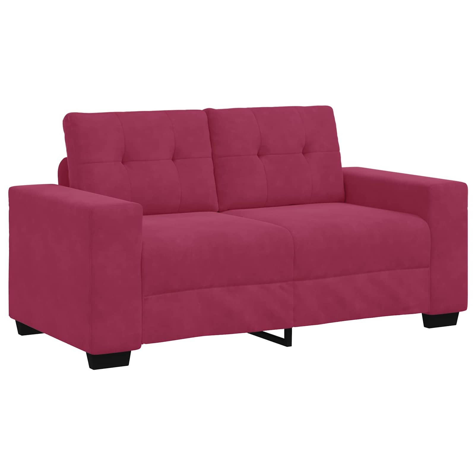 vidaXL Sofa, Zweisitzer-Sofa, mit Kissen Weinrot Samt, 1 Teile