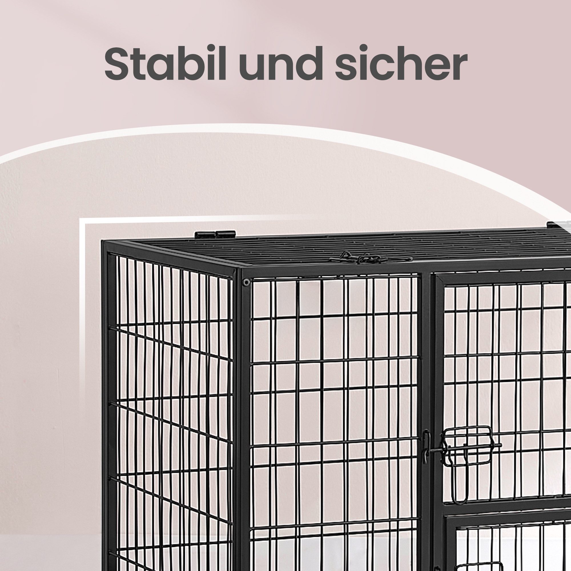FEANDREA Tiertransportbox hochbelastbar, Gitterbox, transportabler Haustierkäfig, 2 abnehmbare Türen, XL,107 x 70 x 75 cm