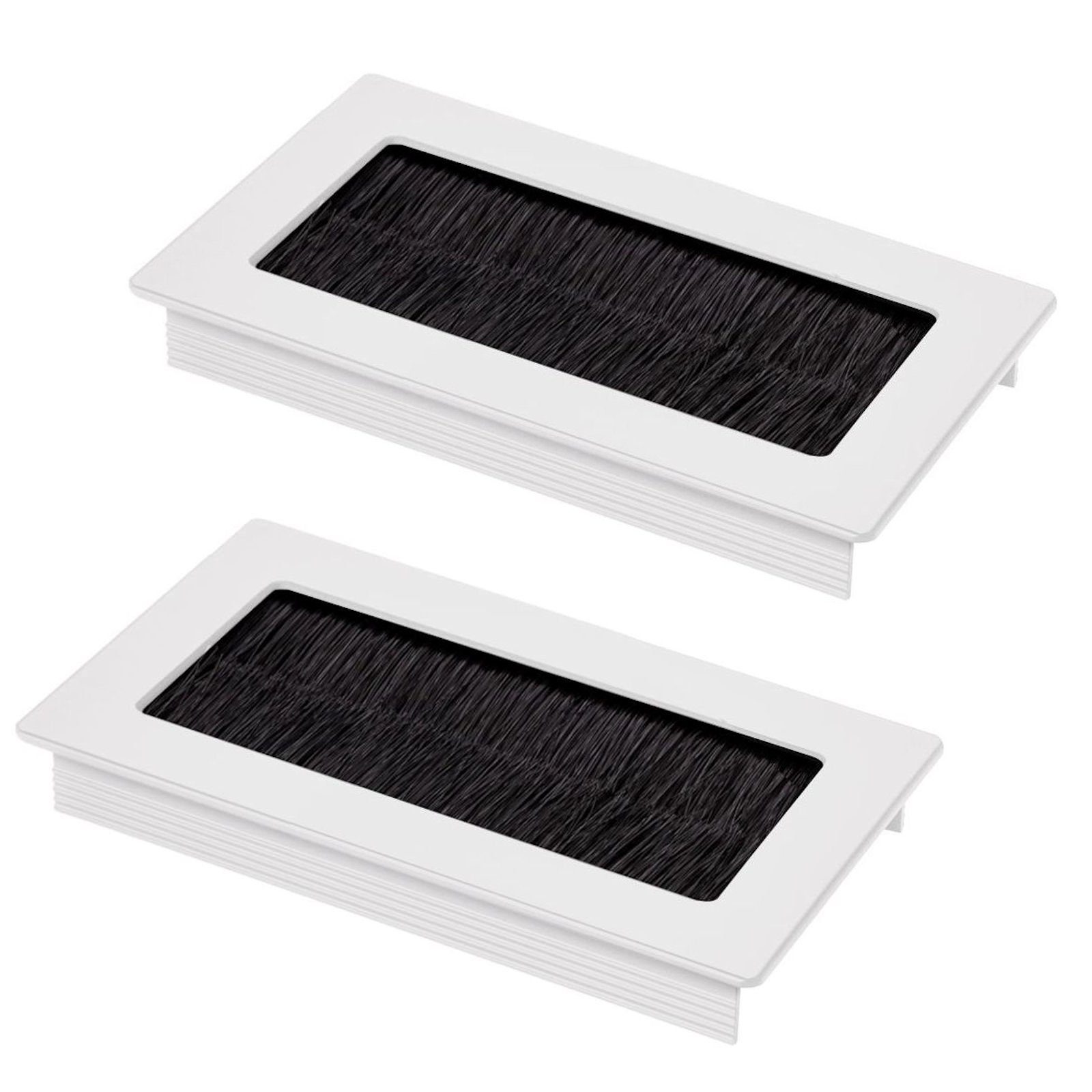 SO-TECH® Kabelkanal Kabeldurchlass Kabeldurchführung TONDO mit Bürstendichtung (2-St), weiß, Außenmaß: 100x70mm, Einbaumaß: 90x62mm