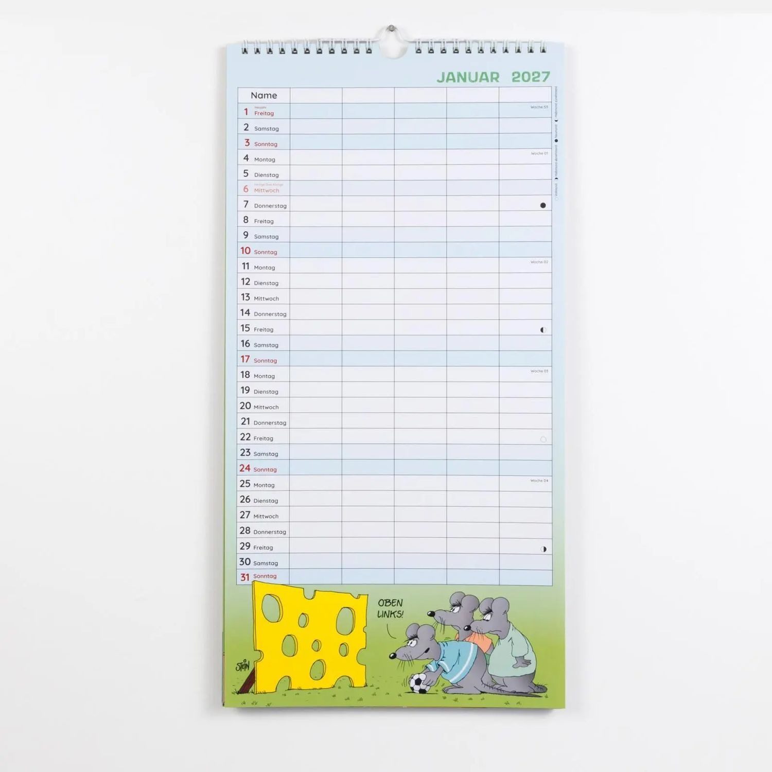 Lappan Verlag Wandkalender Uli Stein Familienkalender 2027: Familienplaner mit 5 Spalten