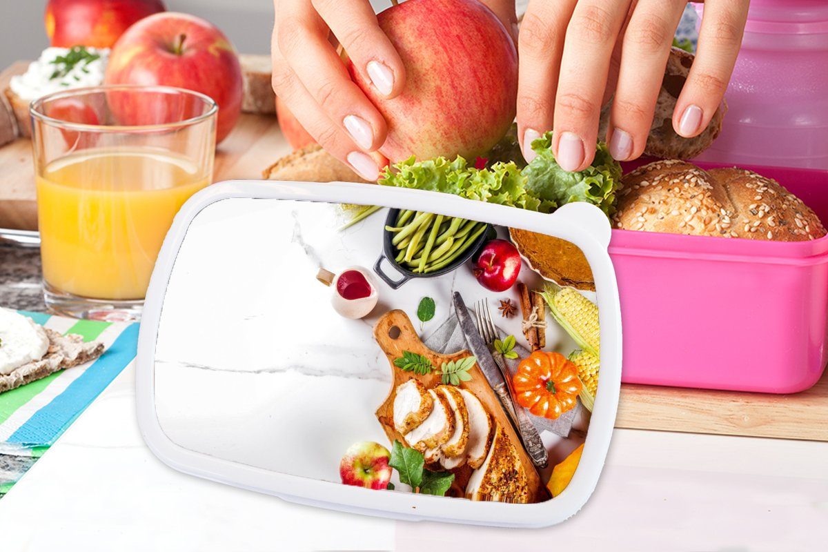 Kräuter, (2-tlg), MuchoWow Lunchbox Küche Kunststoff, Mädchen, Brotbox - für Kinder, Gemüse - Fleisch Kunststoff rosa Snackbox, Brotdose Erwachsene, -