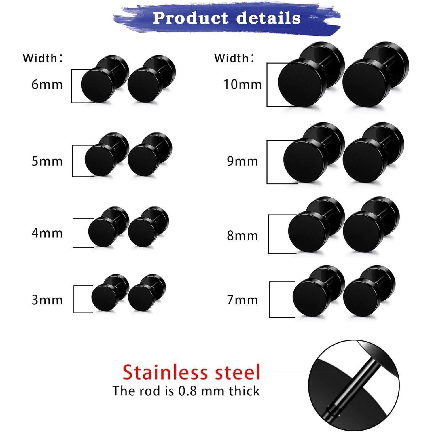YADOCA Fake-Ear-Plug-Set 8 Paar Schwarze Herren günstig online kaufen