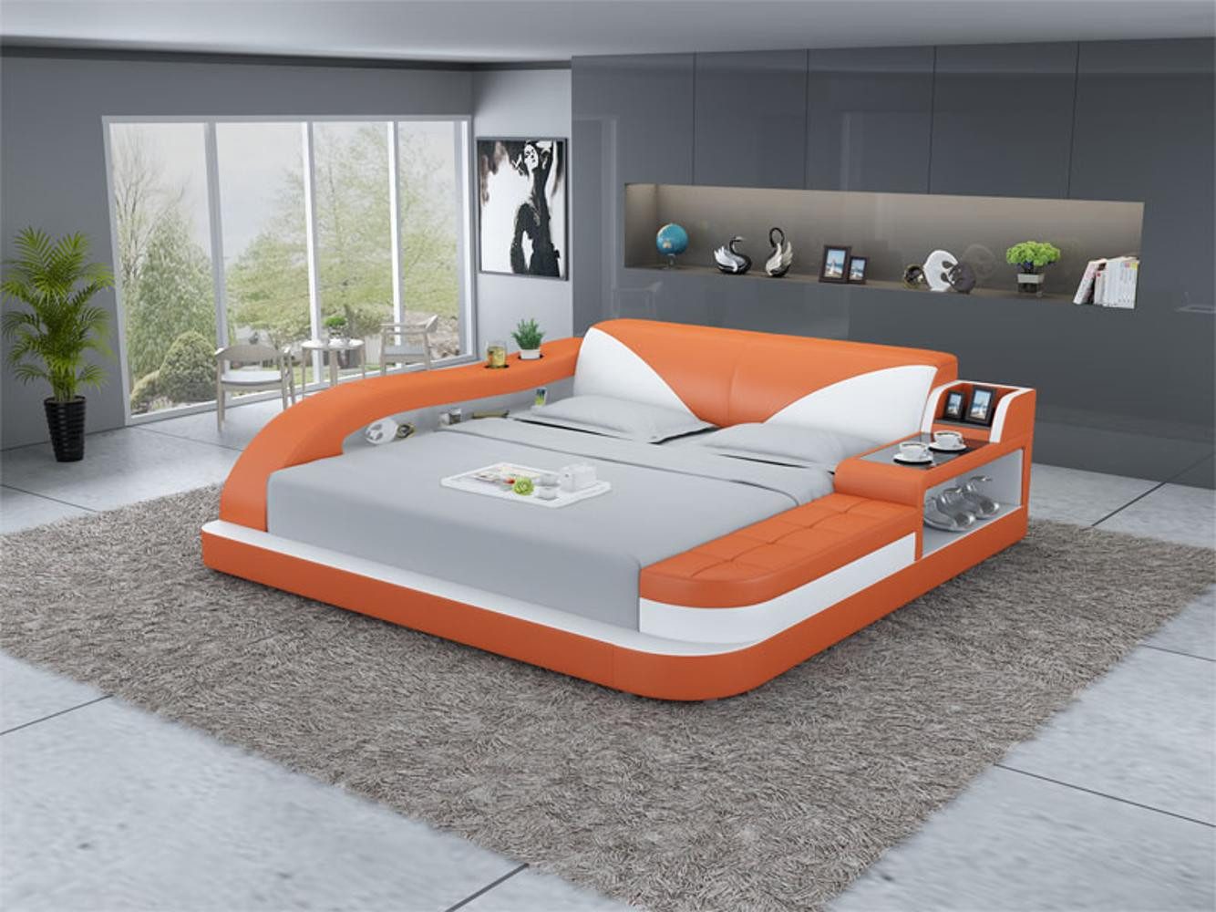 Xlmoebel Multimediabett Modernes Doppelbett mit Stauraum und elegantem Design (Bett, Bett), Hergestellt in Europa