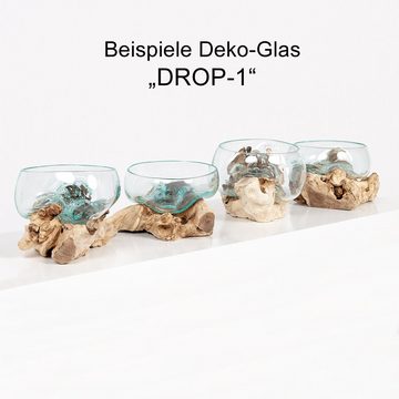 LebensWohnArt Dekoobjekt Deko-Glas DROP-1 ca. 15cm Teak Natural Handarbeit, mundgeblasen