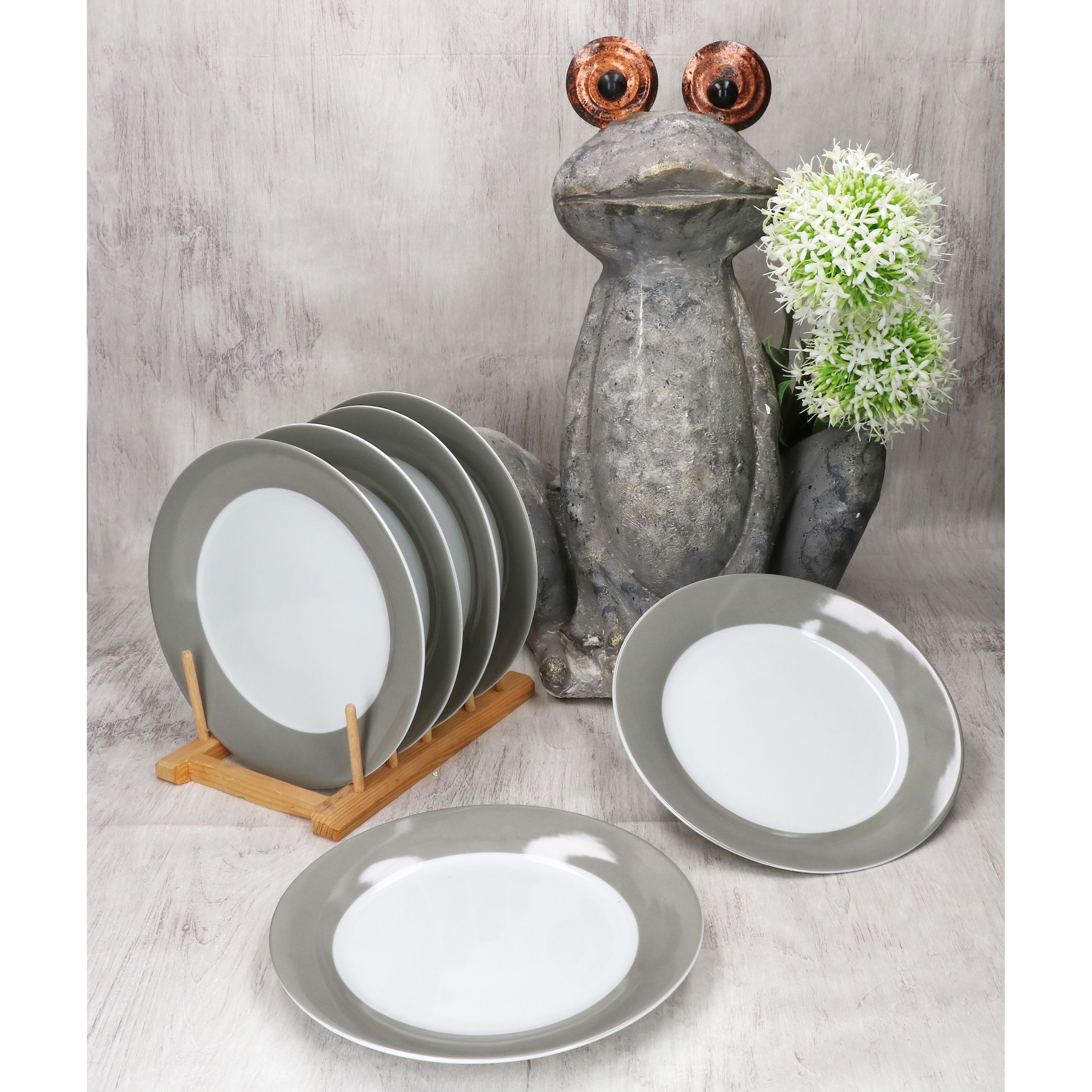 MamboCat Frühstücksteller 6er Set Variant Grau Kuchenteller bunte Frühstücks-Teller Dessert