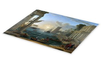 Posterlounge Poster Claude Lorrain, Seehafen mit der Einschiffung der Königin von Saba, Badezimmer Maritim Malerei