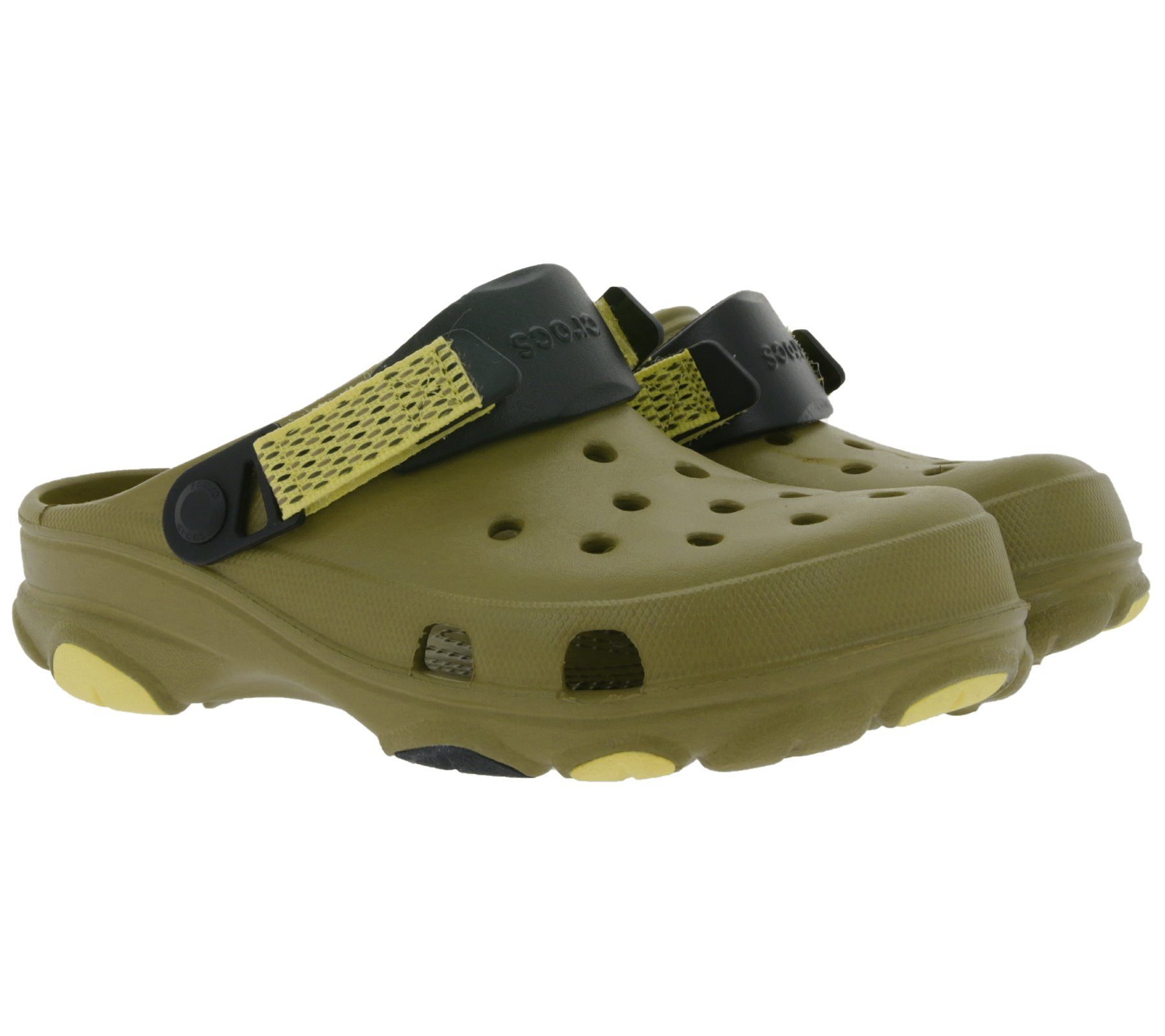 Crocs »crocs Classic All-Terrain Clogs atmungsaktive Pantoffeln mit  Klettverschluss 206340 - 3UA Hausschuhe Khaki/Gelb« Clog