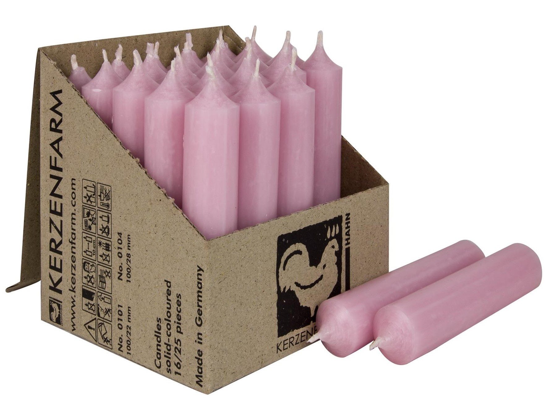 Hahn Kerzenfarm Spitzkerze Otto Kurze Stabkerzen 25 StückRosa Blush