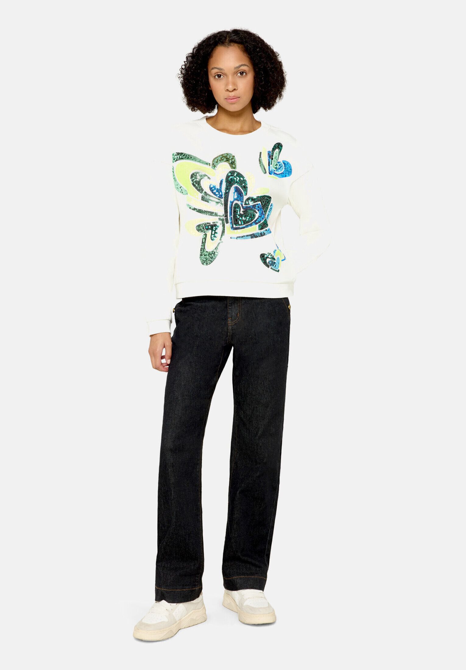 Cartoon Sweatshirt Damen mit Rippbündchen