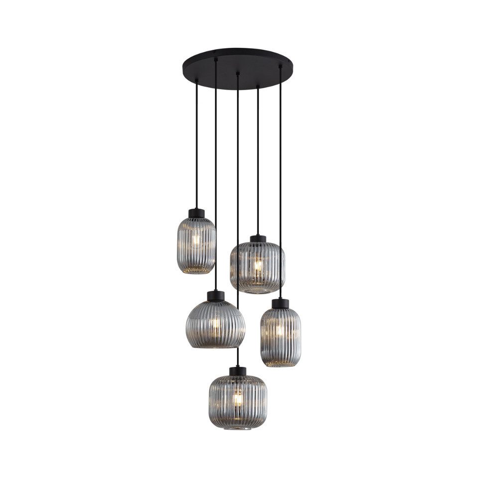 Qazqa Pendelleuchte Ana, ohne Leuchtmittel, Warmweiß, QAZQA Hängeleuchte, e27, Schwarz, Stahl, Design