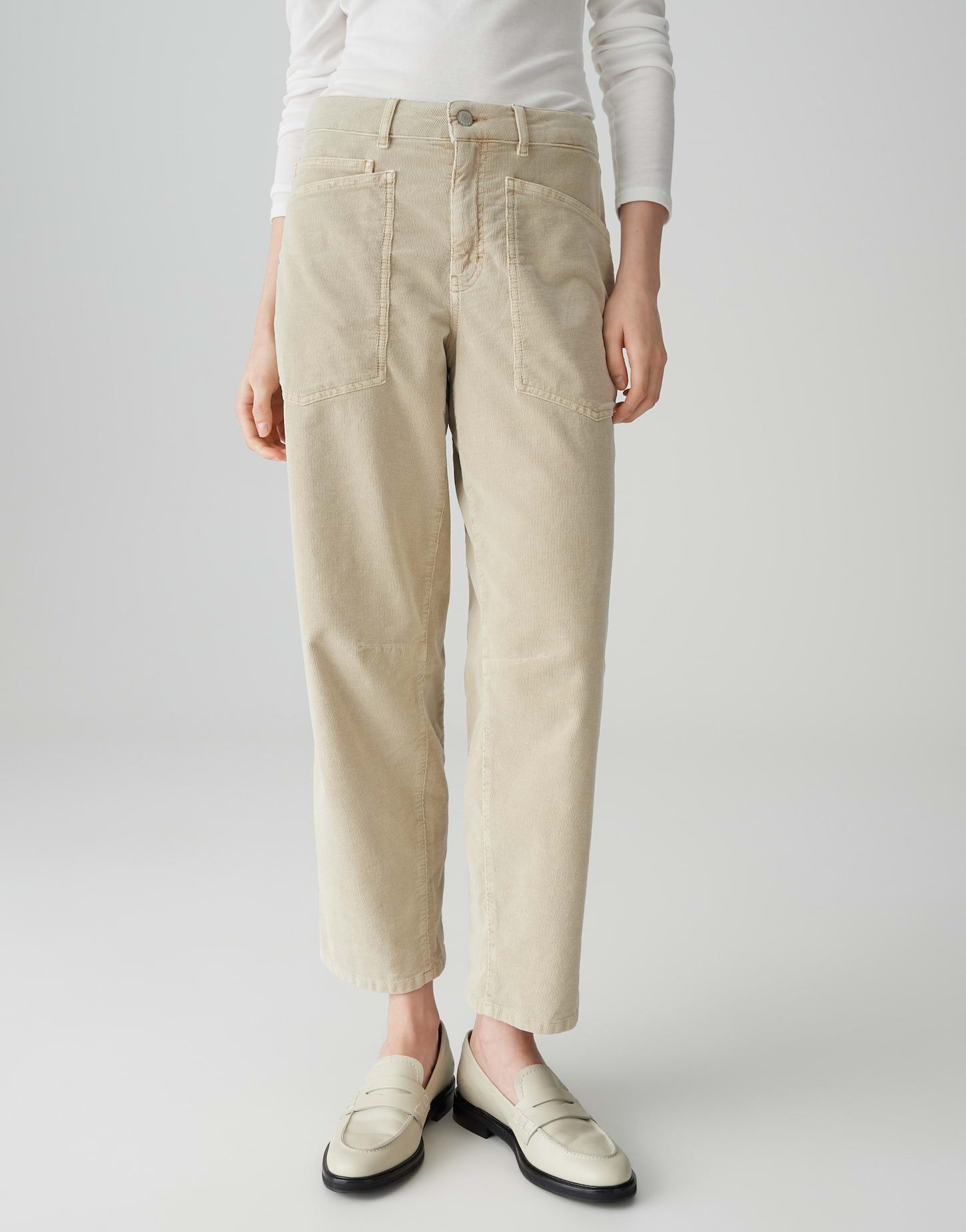 OPUS PANTS Relax-fit-Jeans MELLY BREEZE Barrel Fit aus Baumwollmix Mid Rise verdeckter Zip-Fly, weicher Griff, samtige Oberfläche