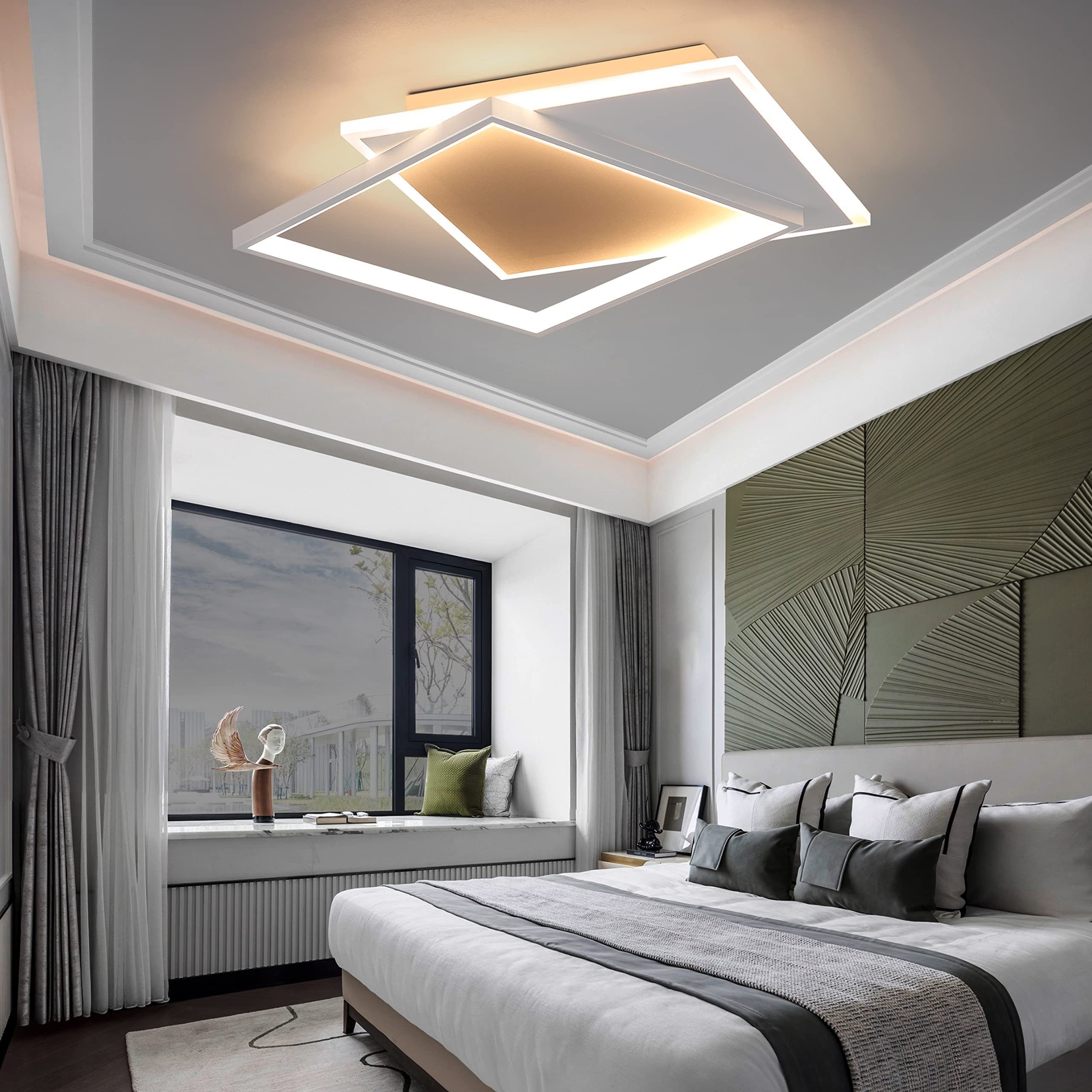 fest für Schlafzimmer, LED 44W Deckenleuchte - integriert im Dimmbar Deckenlampe LED LED QuadratischWeiß ZMH