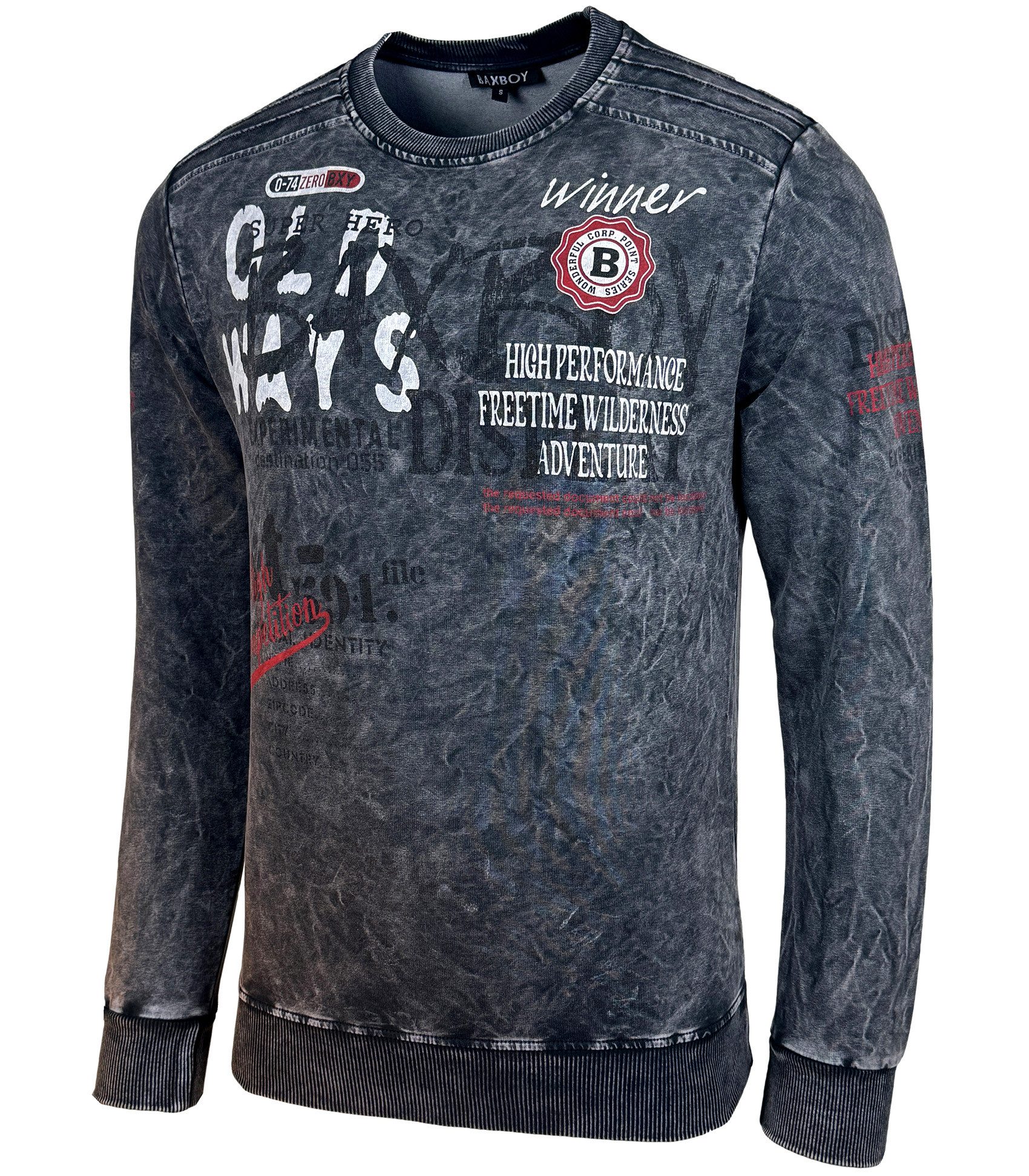 Baxboy Longshirt BAXBOY Herren Sweatshirt Männer Pulli Sweater Shirt Mit Print 607