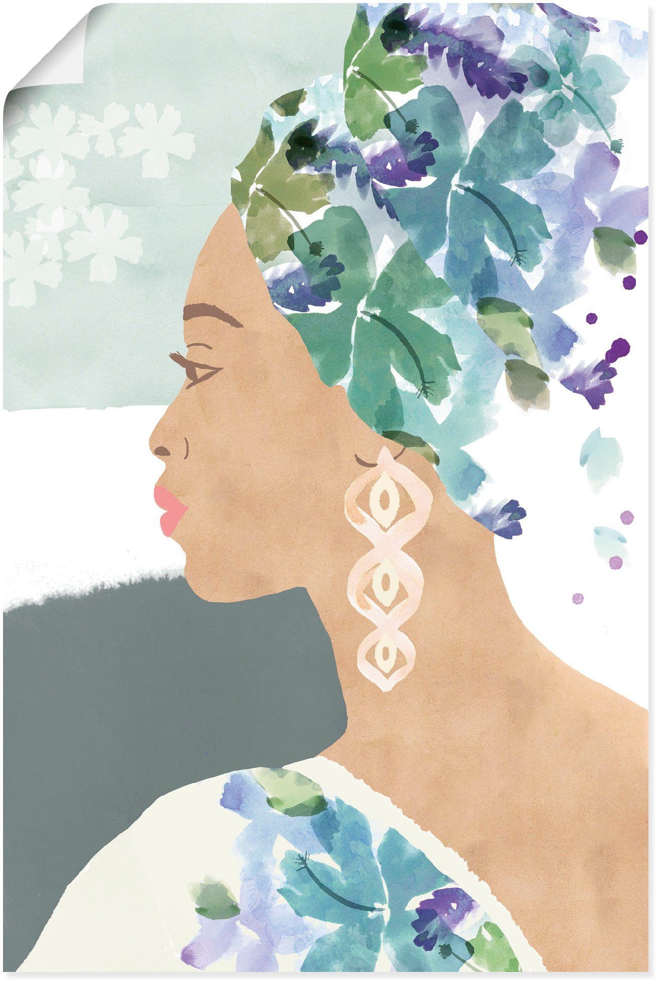 oder Leinwandbild, von Wandaufkleber in versch. Wandbild Frauen Bilder (1 Ava Alubild, in Artland Größen als Blüte, Poster St), voller