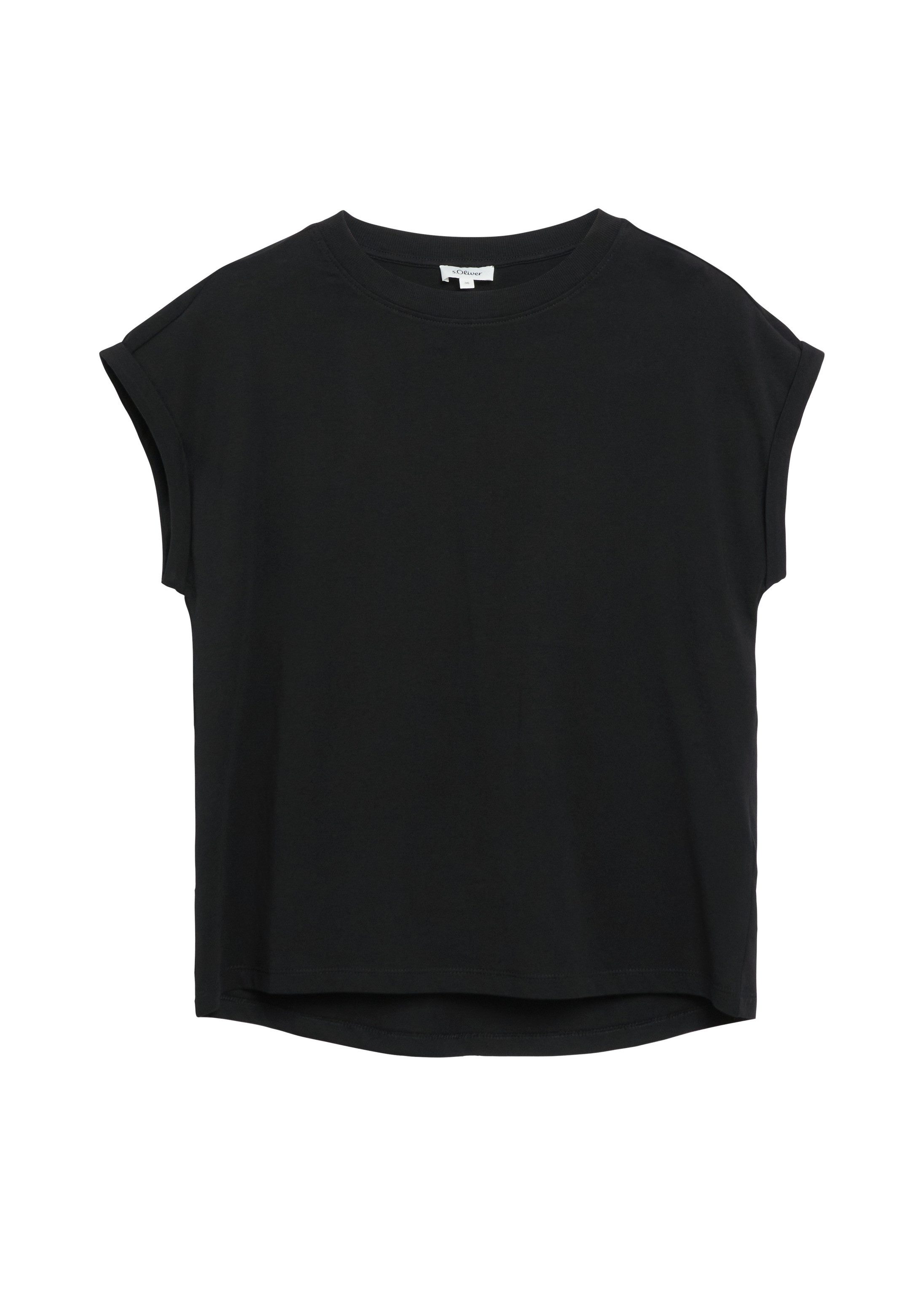 s.Oliver Kurzarmshirt T-Shirt T-Shirt mit überschnittenen Schultern und Turn-up