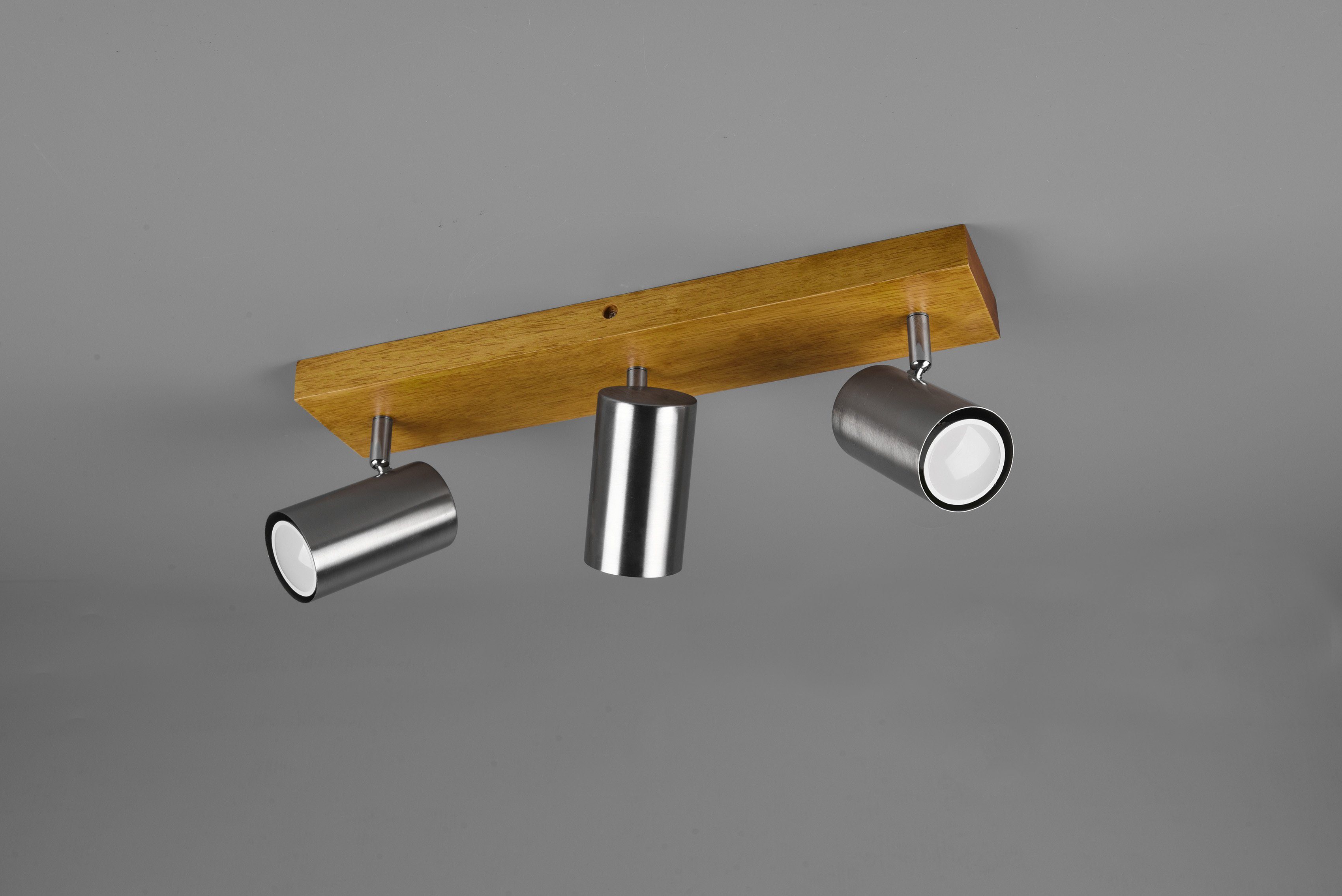 TRIO Leuchten Deckenstrahler Marley, ohne Leuchtmittel, mit Holz Baldachin, Strahler dreh- und schwenkbar