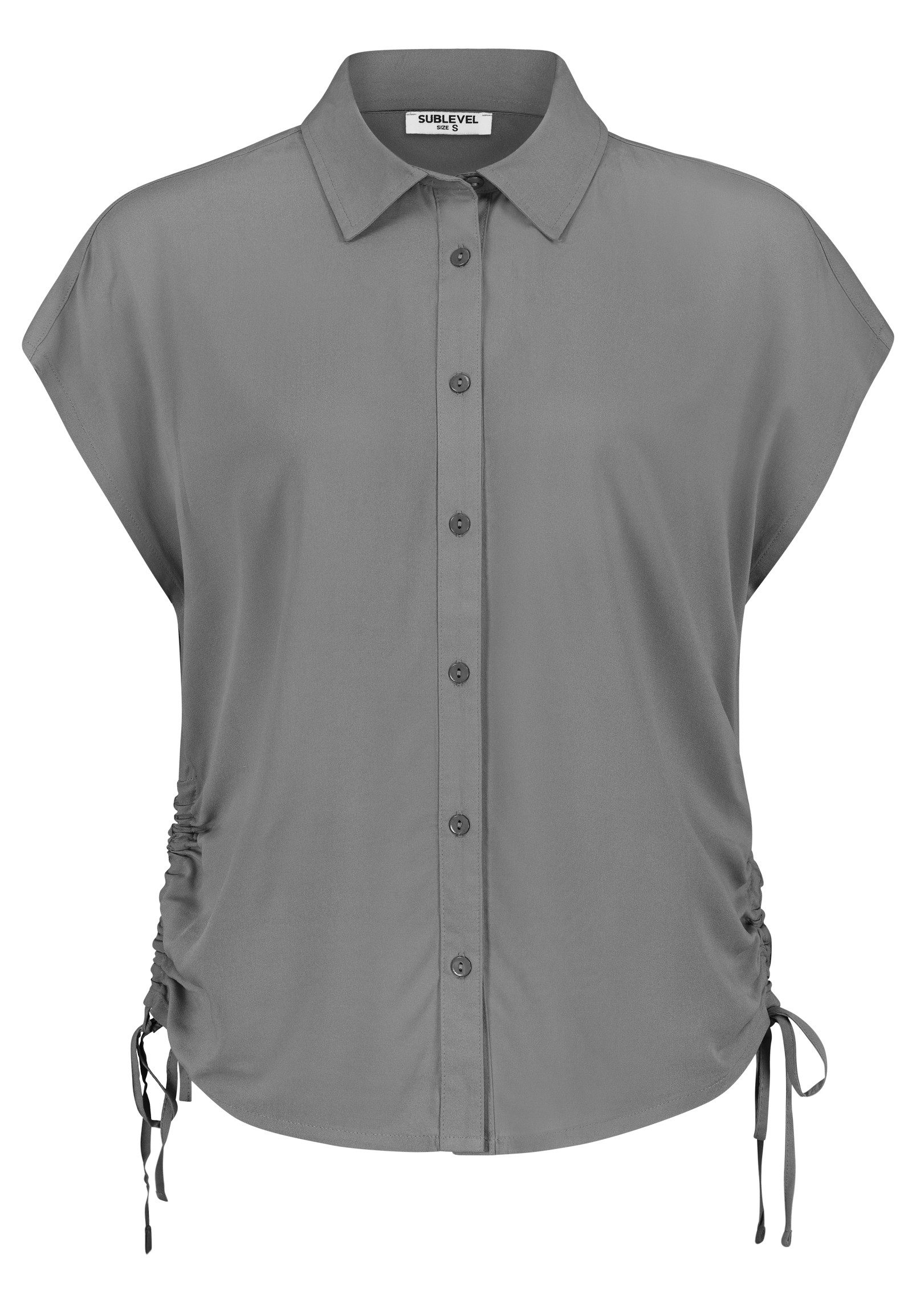 SUBLEVEL Blusenshirt Kurzärmeliges Hemd mit Kragen und Seitenschnürung Leger Blouse